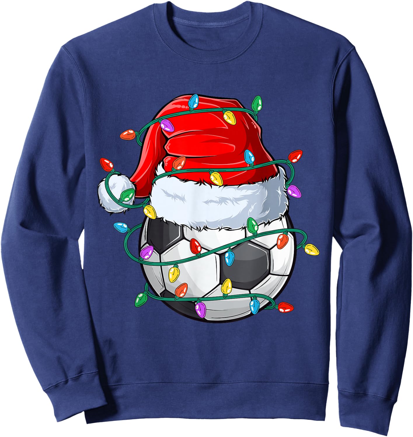 Christmas Soccer Xmas Santa Sports Hat Ball Kids Boys Men Sweatshirt - Sweatshirt | Navy