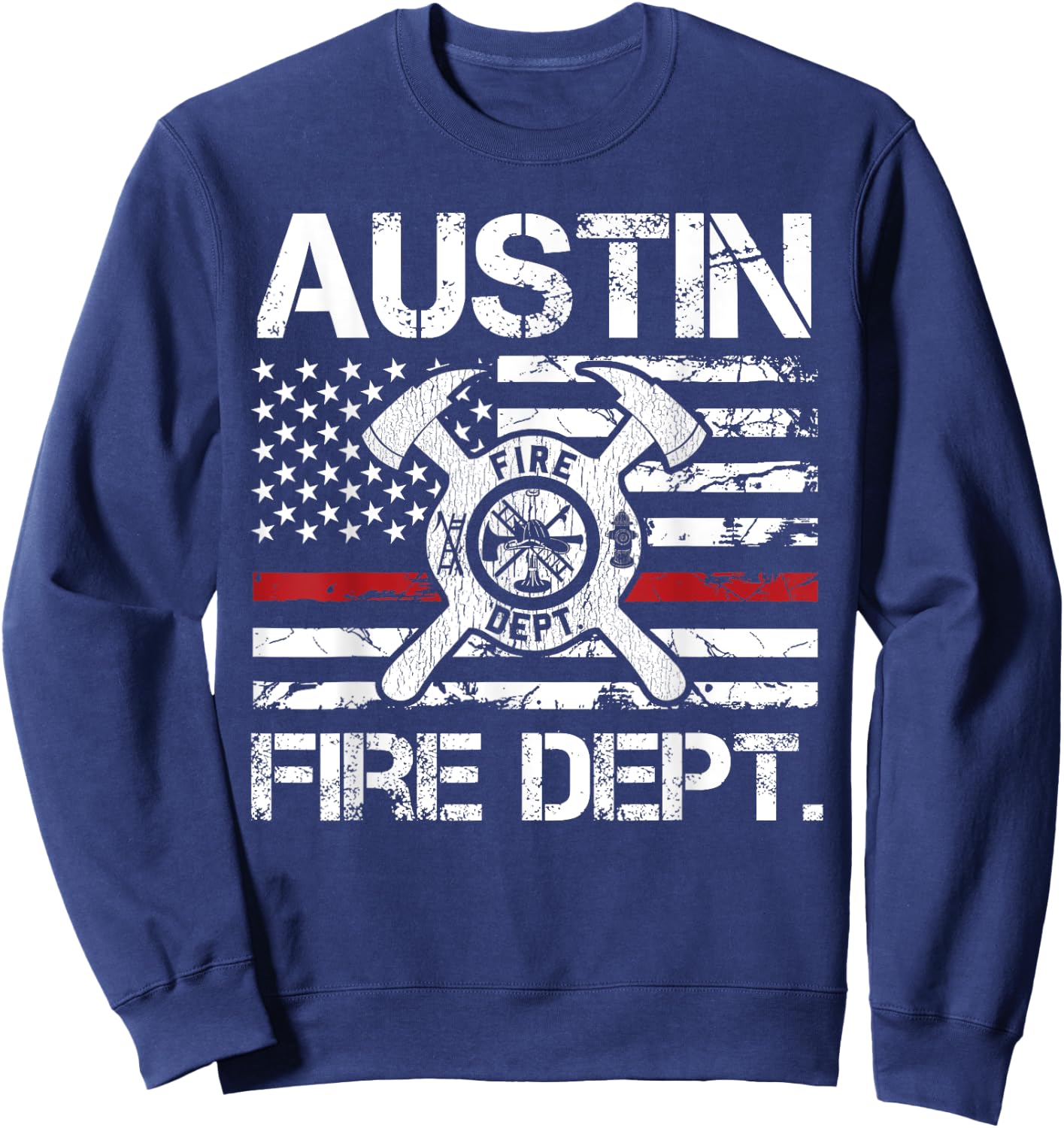 Austin Texas Fire Department Thin Red Line Logo Sweatshirt - Sweatshirt | Navy