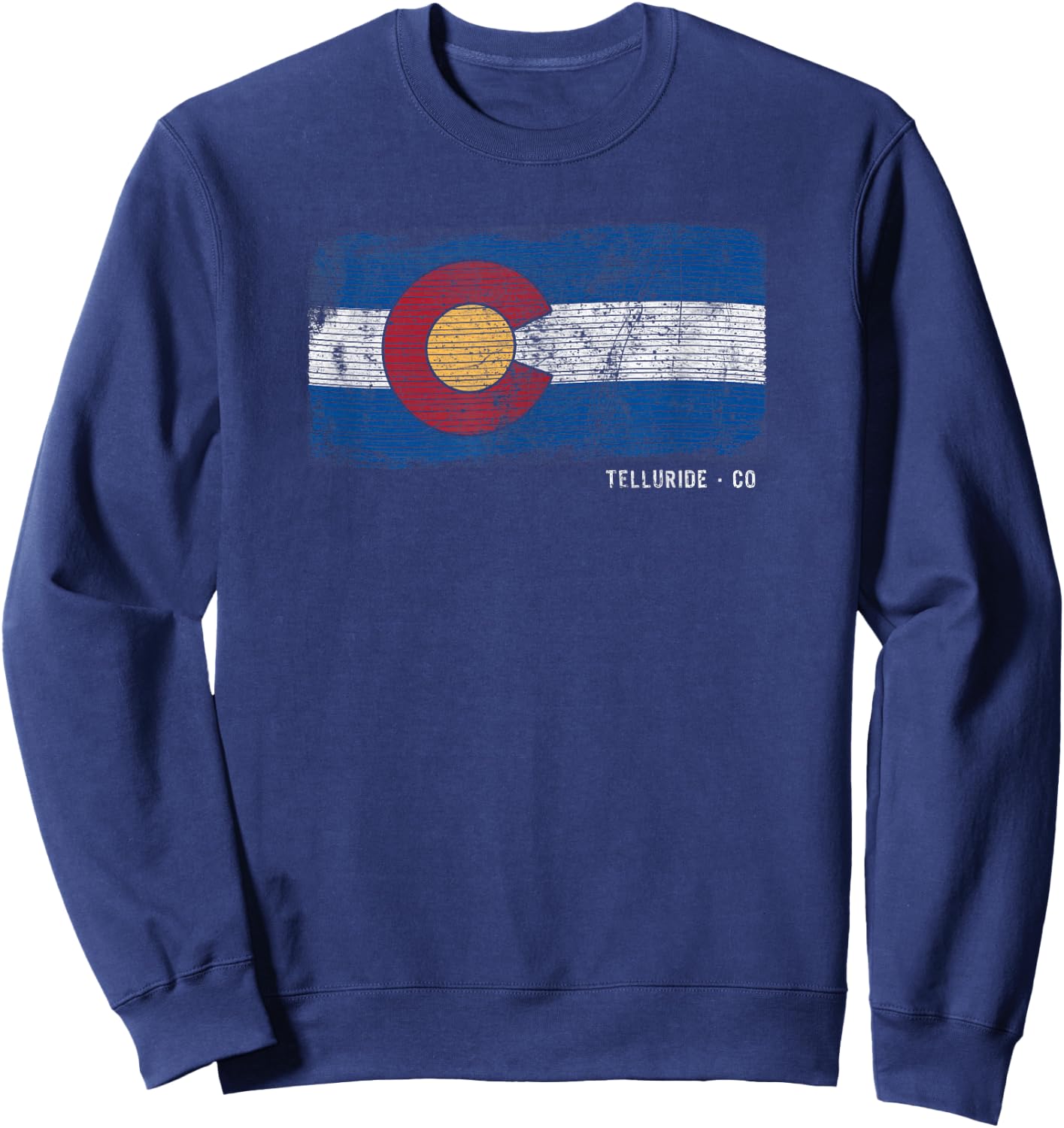 Telluride Colorado Retro Flag Graphic Sweatshirt - Sweatshirt | Navy