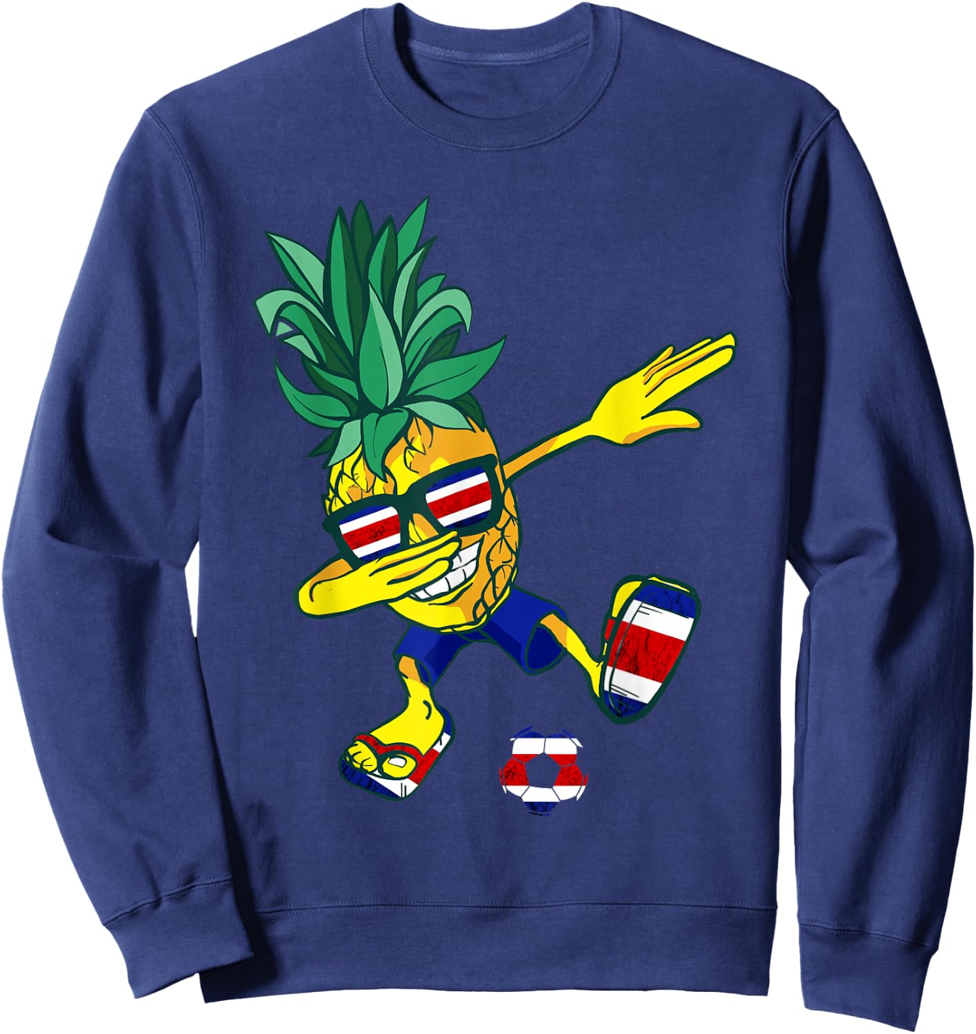 Costa Rican Roots Pineapple Costa Rica Soccer Team Sweatshirt - Sweatshirt | Navy
