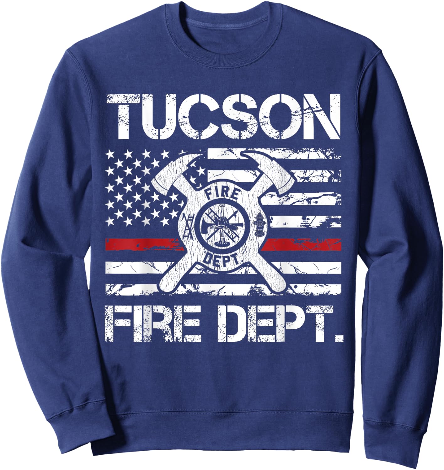 Tucson Arizona Fire Department Thin Red Line Fireman Sweatshirt - Sweatshirt | Navy