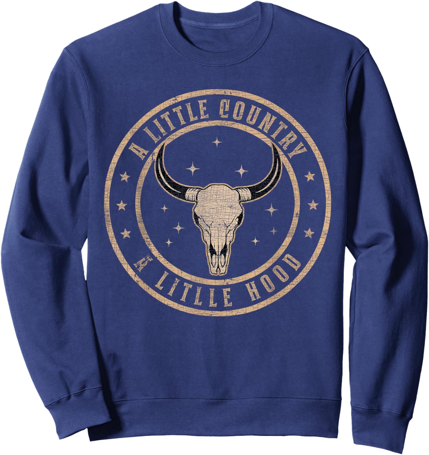 A Little Country A litlle Hood Vintage Bull Skull Western Sweatshirt - Sweatshirt | Navy