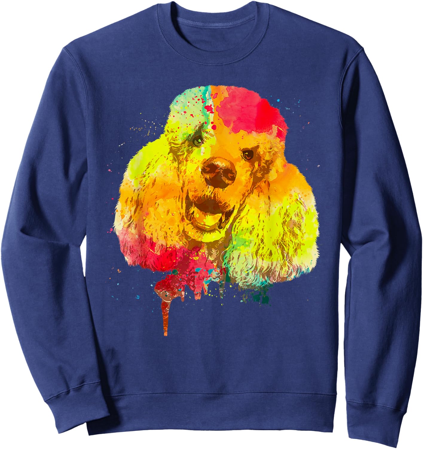 Cool Poodle Art Women Colorful Dog Poodle Lovers Sweatshirt - Sweatshirt | Navy