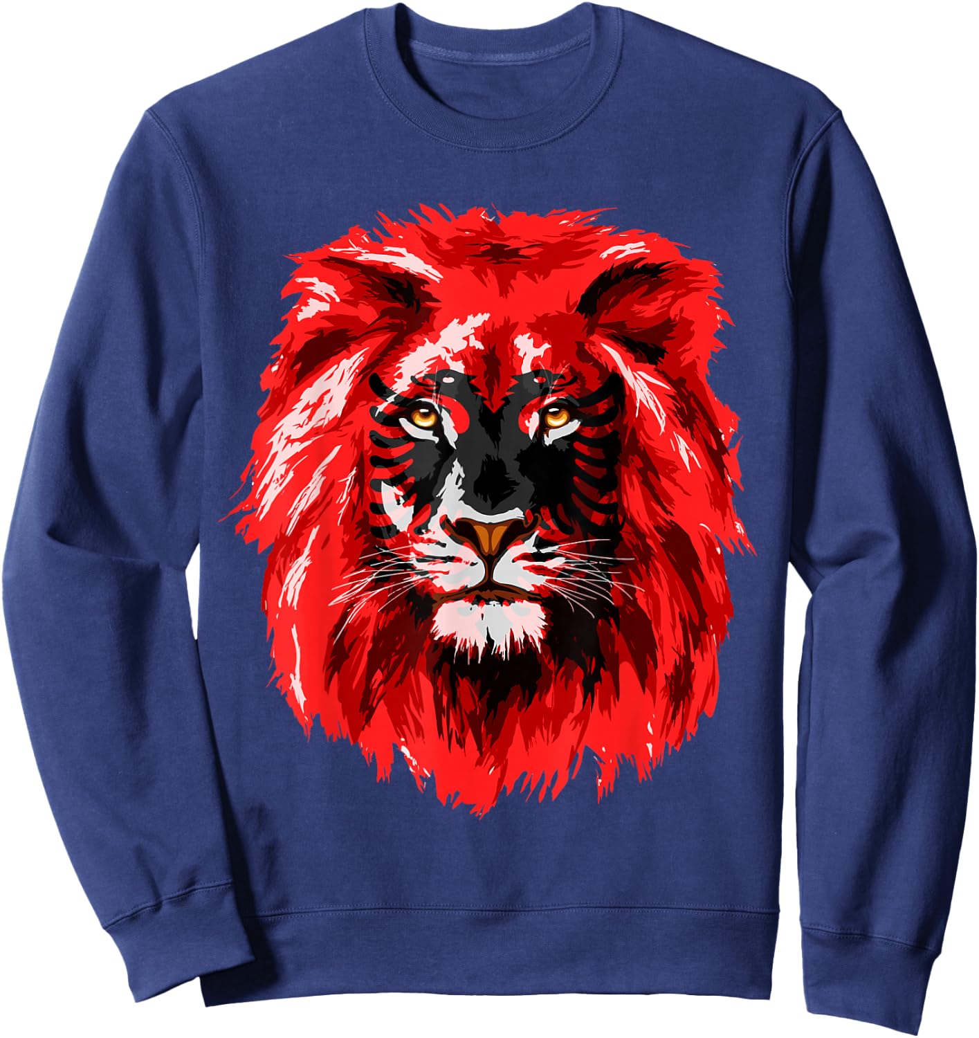 Flag of Albania Lion Face Albanian Albania Flag Sweatshirt - Sweatshirt | Navy
