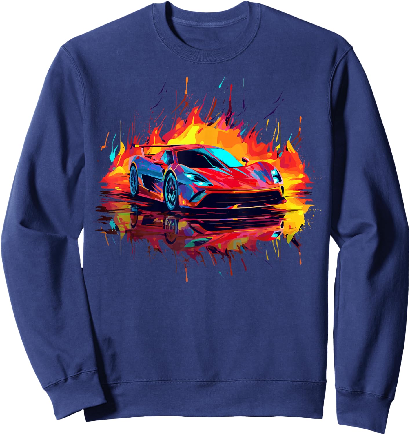Supercar Exotic Sports Car Concept Poster Style Boys Graphic Sweatshirt - Sweatshirt | Navy
