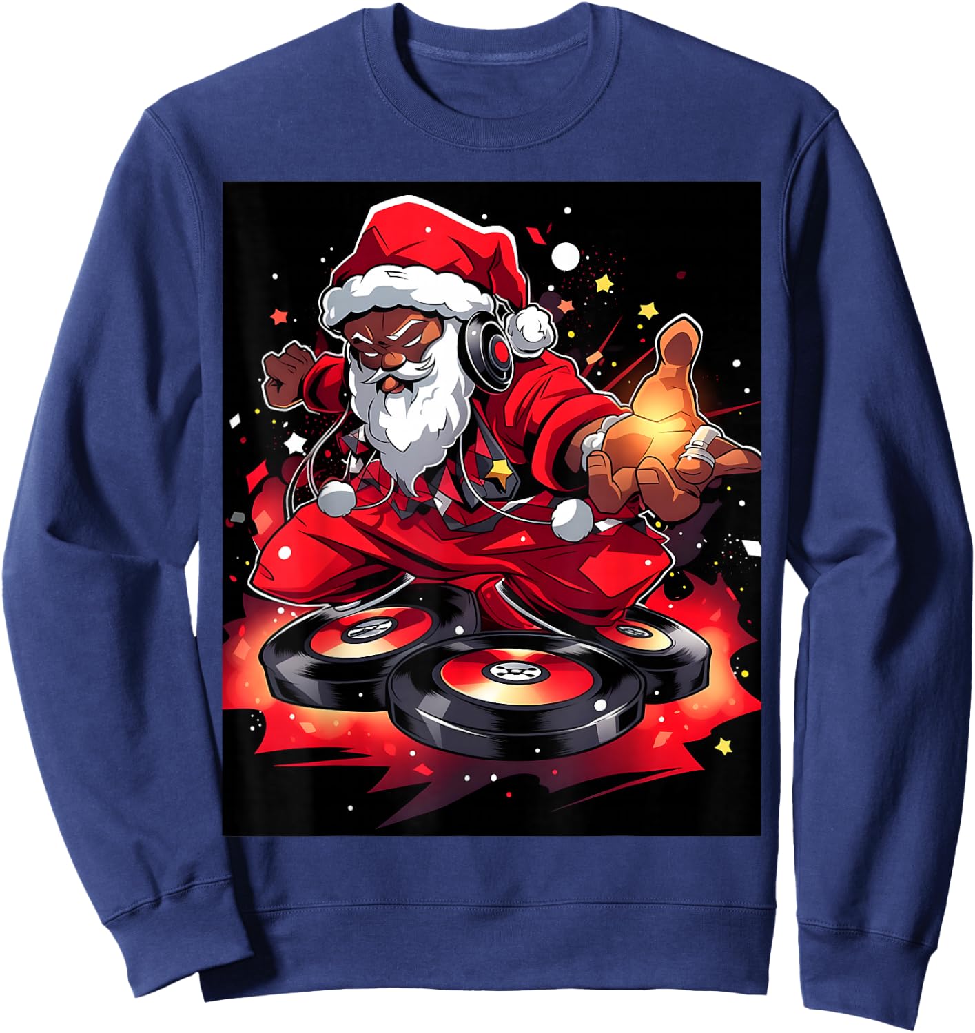 Hip Hop Santa Crew: Celebrate Christmas with Our Merry DJ Sweatshirt - Sweatshirt | Navy