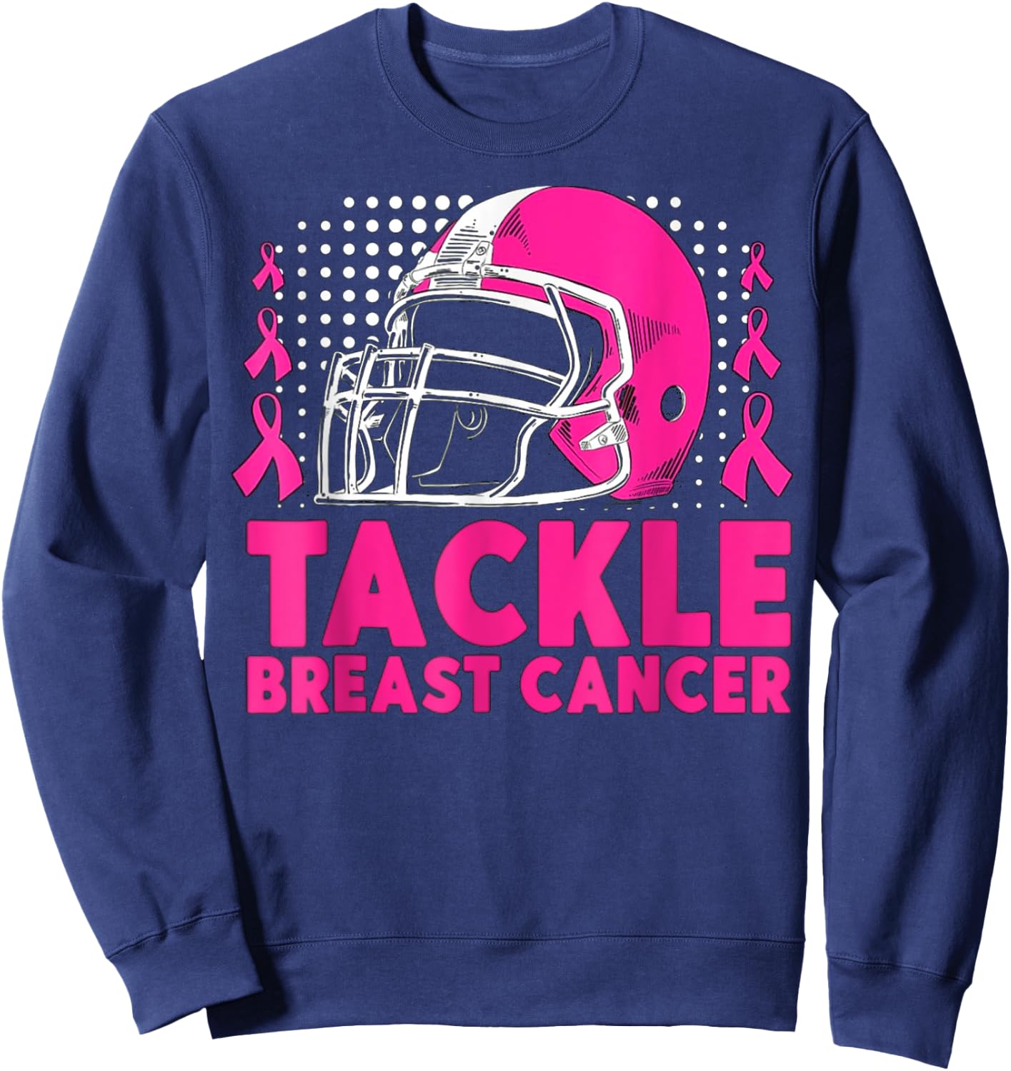 Tackle Football Breast Cancer Awareness Pink Ribbon Boys Kid Sweatshirt - Sweatshirt | Navy