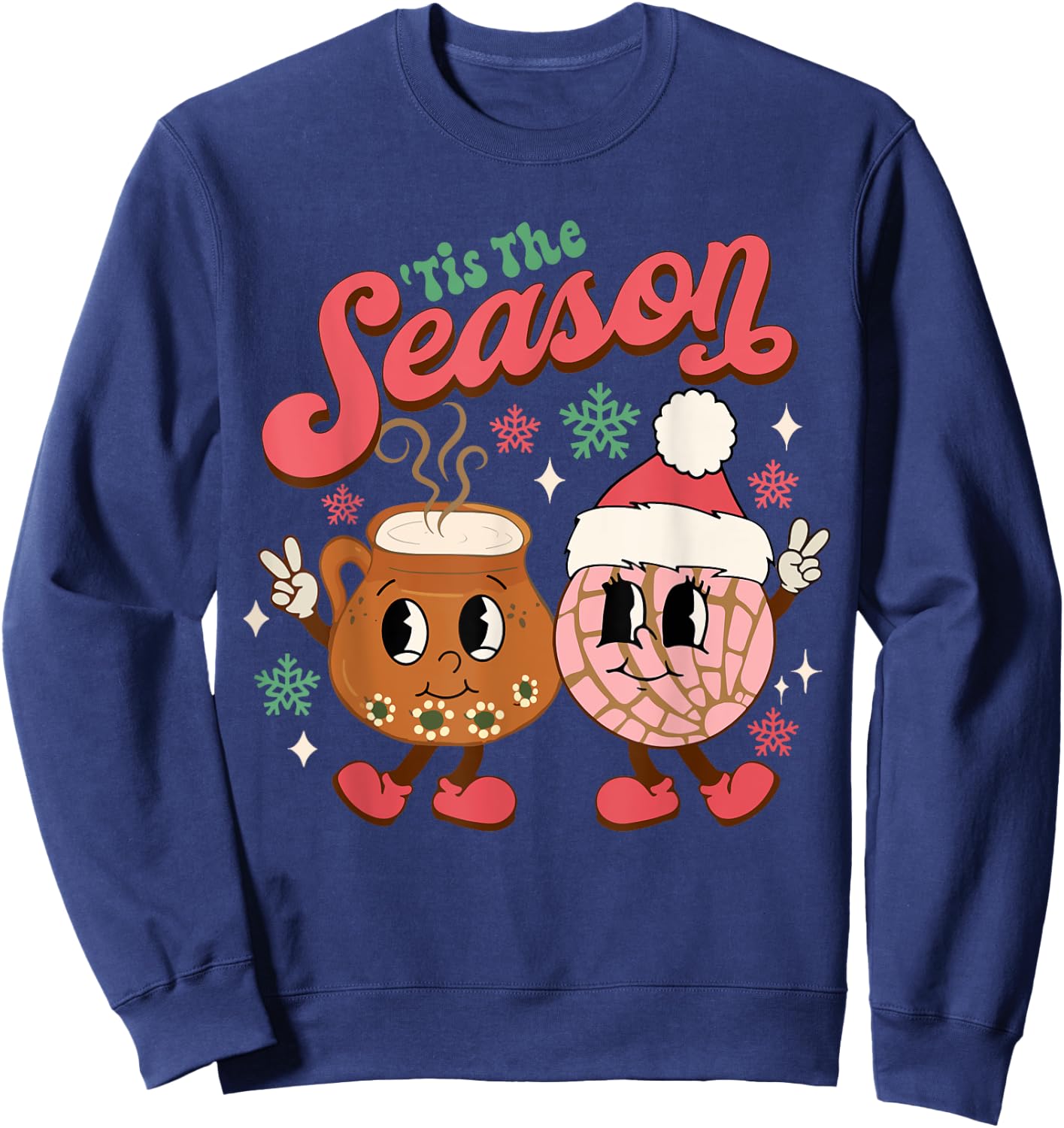 Christmas Tis The Season Mexican Concha Pan Dulce Christmas Sweatshirt - Sweatshirt | Navy