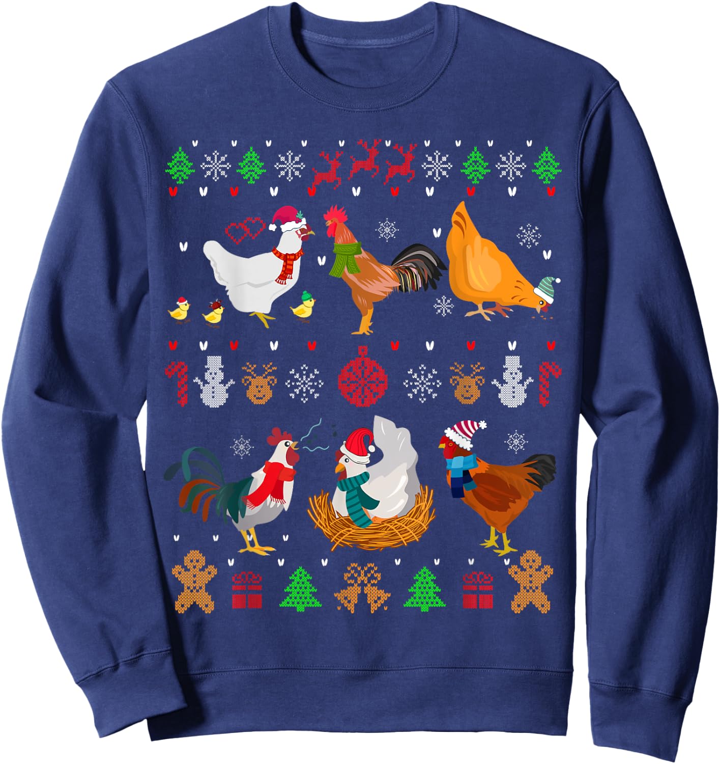 Chicken Collection Christmas Sweater Santa Chicken Farmer Sweatshirt - Sweatshirt | Navy