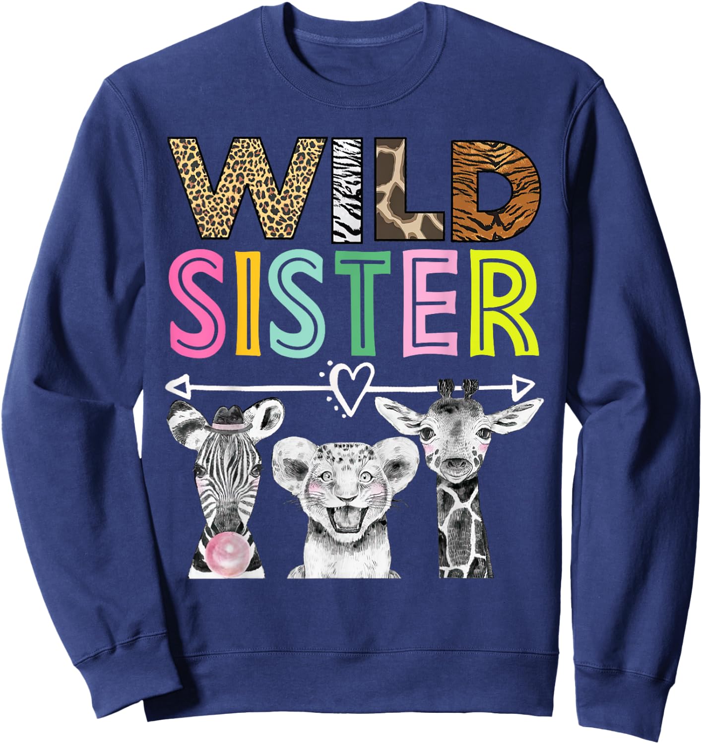 Wild Sister Zoo Theme Birthday Safari Jungle Matching Party Sweatshirt - Sweatshirt | Navy