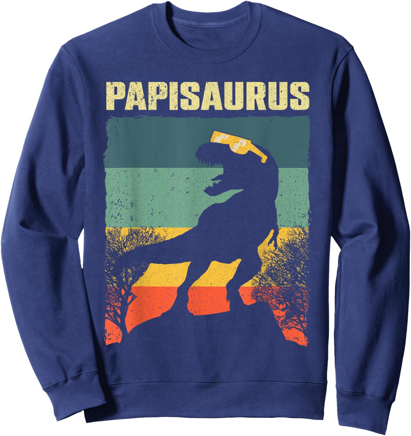 Funny Papisaurus Design Dad Grandpa Dinosaur Lover Sweatshirt - Sweatshirt | Navy