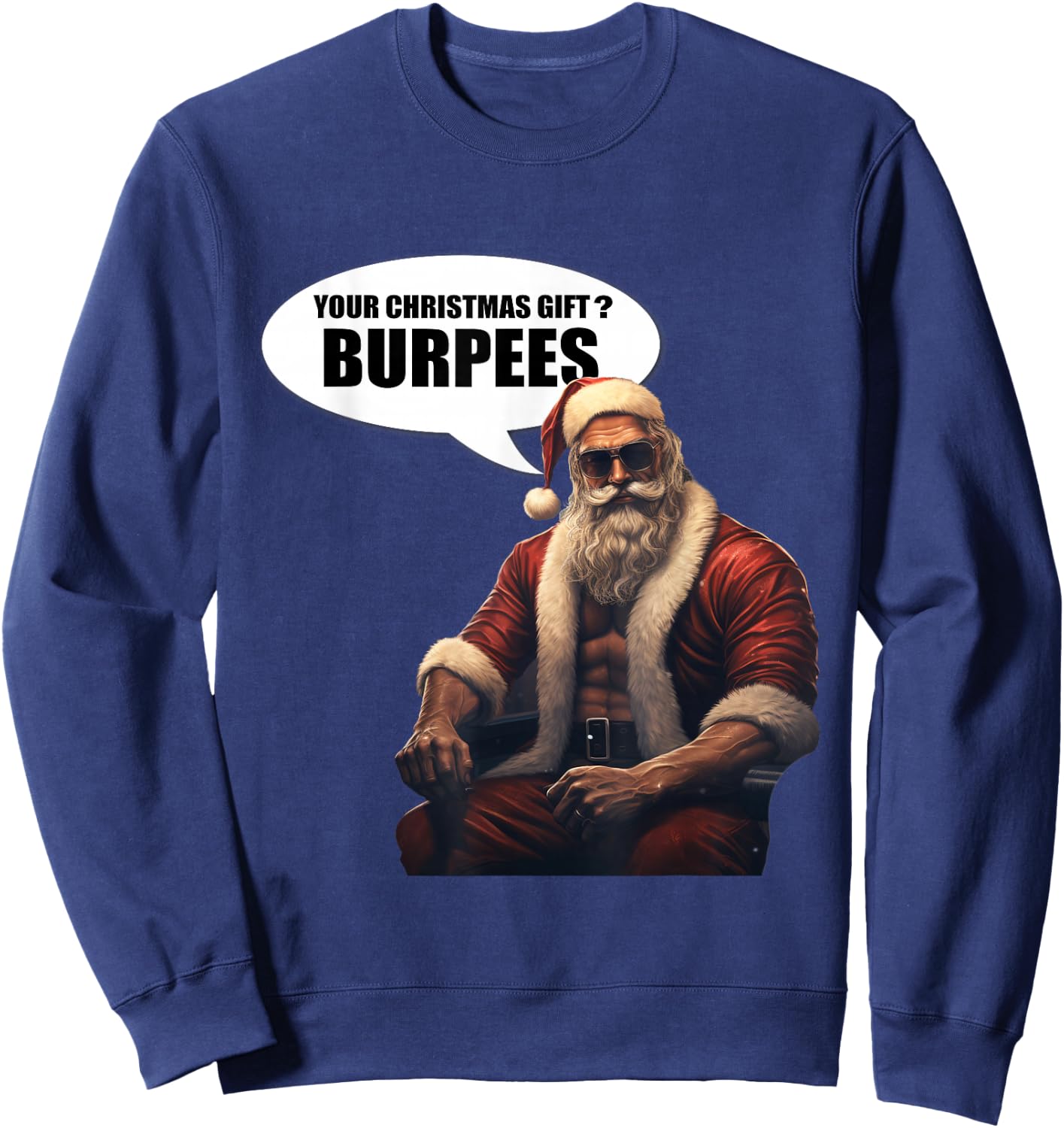 Muscular Santa Christmas Funny Fitness Gym Burpees Sweatshirt - Sweatshirt | Navy
