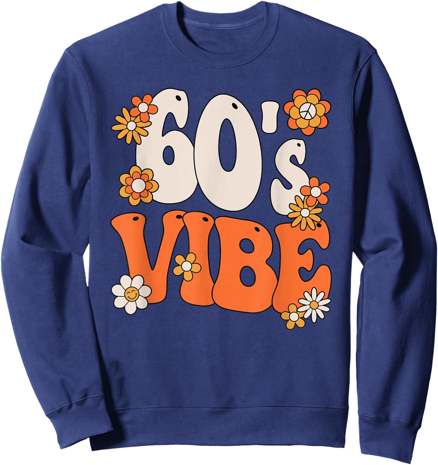 60s Vibe Costume 60s Party Outfit Groovy Hippie Peace Retro Sweatshirt - Sweatshirt | Navy