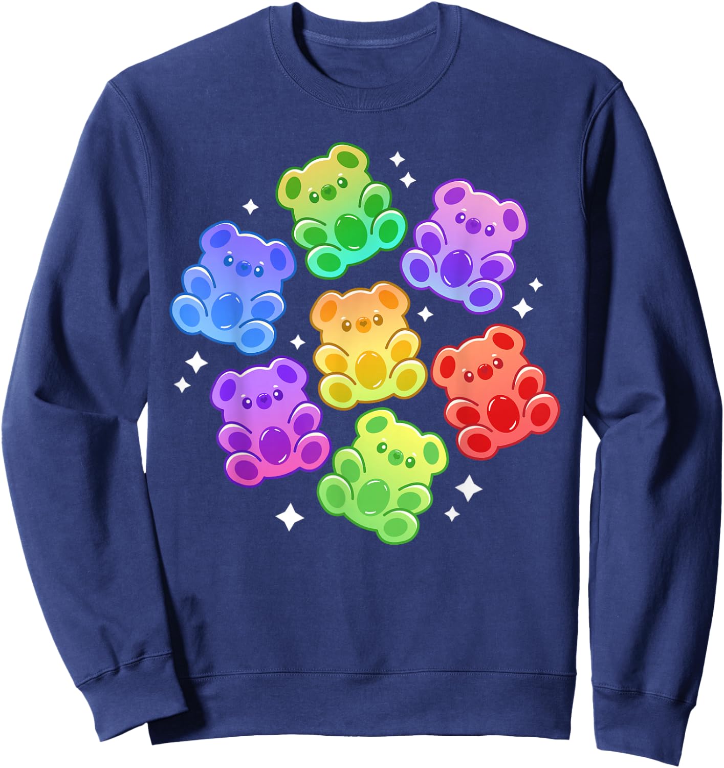 Aesthetic Kawaii Cute Rainbow Gummy Bear Sweatshirt - Sweatshirt | Navy