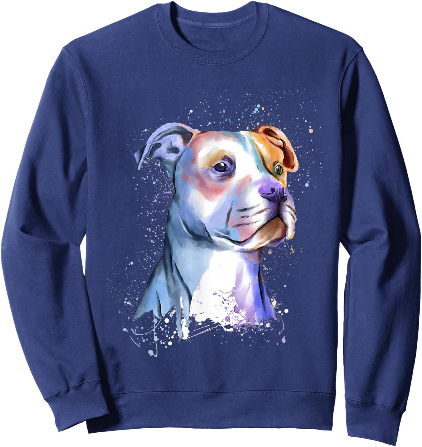 Colorful Pitbull Splash Artwork - Pet Breeder Dog Trainer Women Girls Kids Sweatshirt - Sweatshirt | Navy