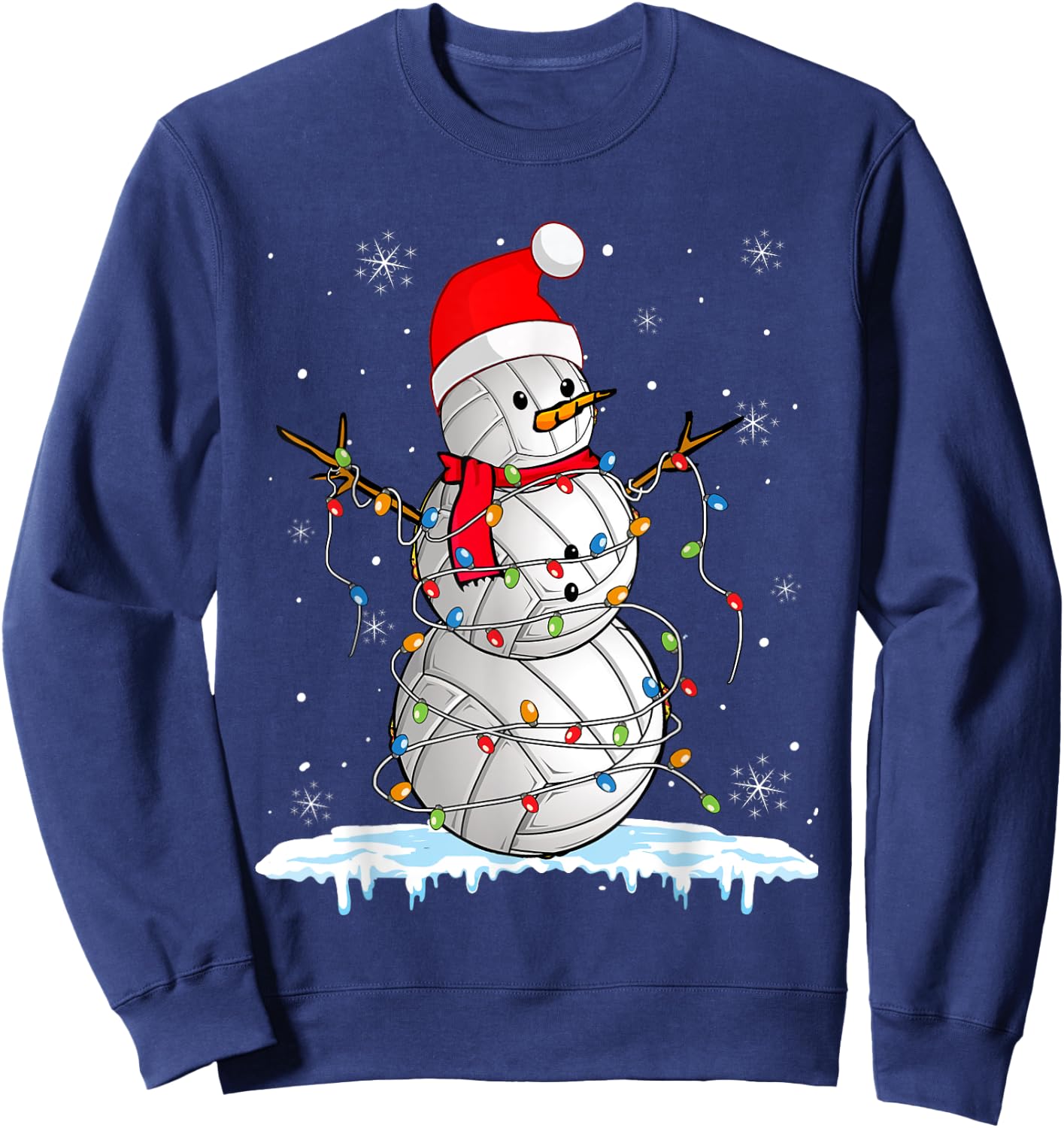Snowmies Santa Lights Christmas Snowman Volleyball Pajamas Sweatshirt - Sweatshirt | Navy