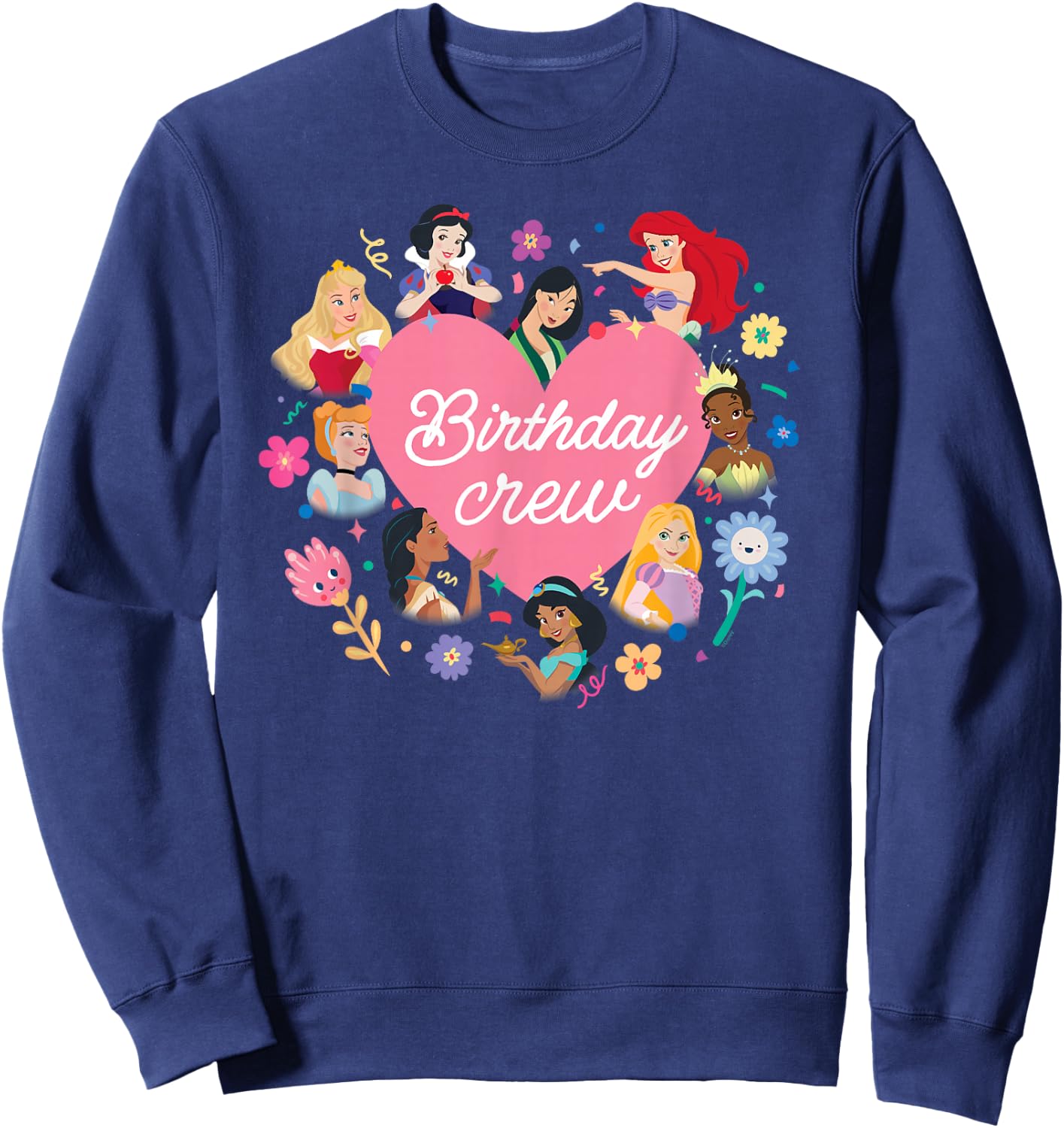 Disney Princess Heart Flowers Friends & Family Birthday Crew Sweatshirt - Sweatshirt | Navy