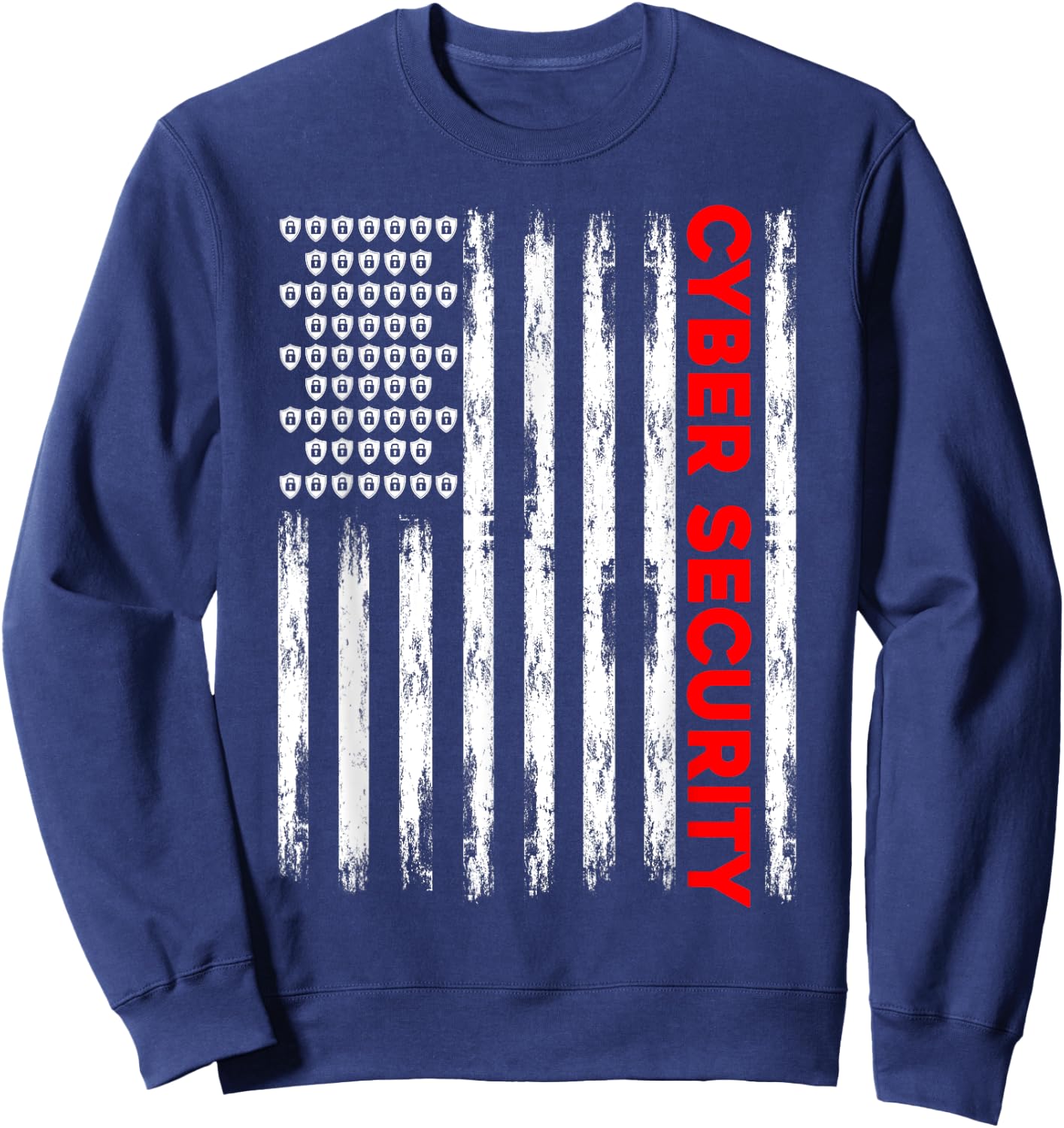 Cybersecurity Engineer IT Tech Cyber Security American Flag Women Men Sweatshirt - Sweatshirt | Navy