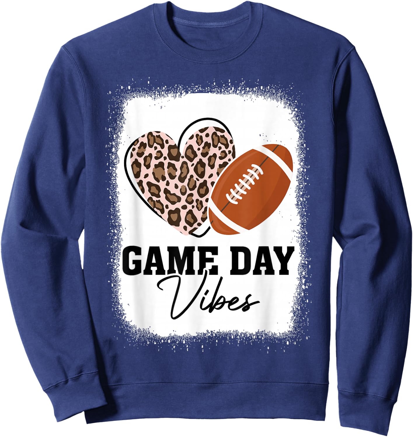 Game Day Vibes - American Football Lover Leopard Football Sweatshirt - Sweatshirt | Navy