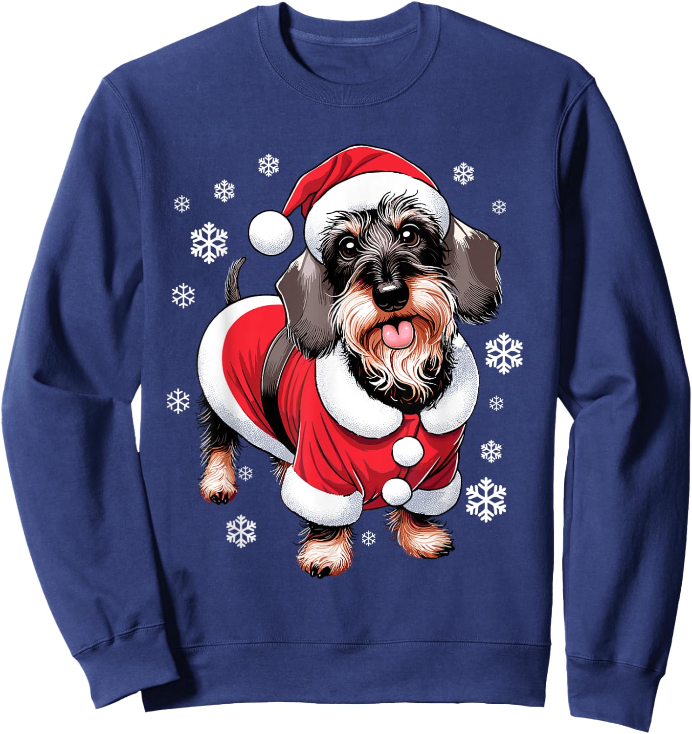 Wire Haired Dachshund Christmas Xmas Sweatshirt - Sweatshirt | Navy