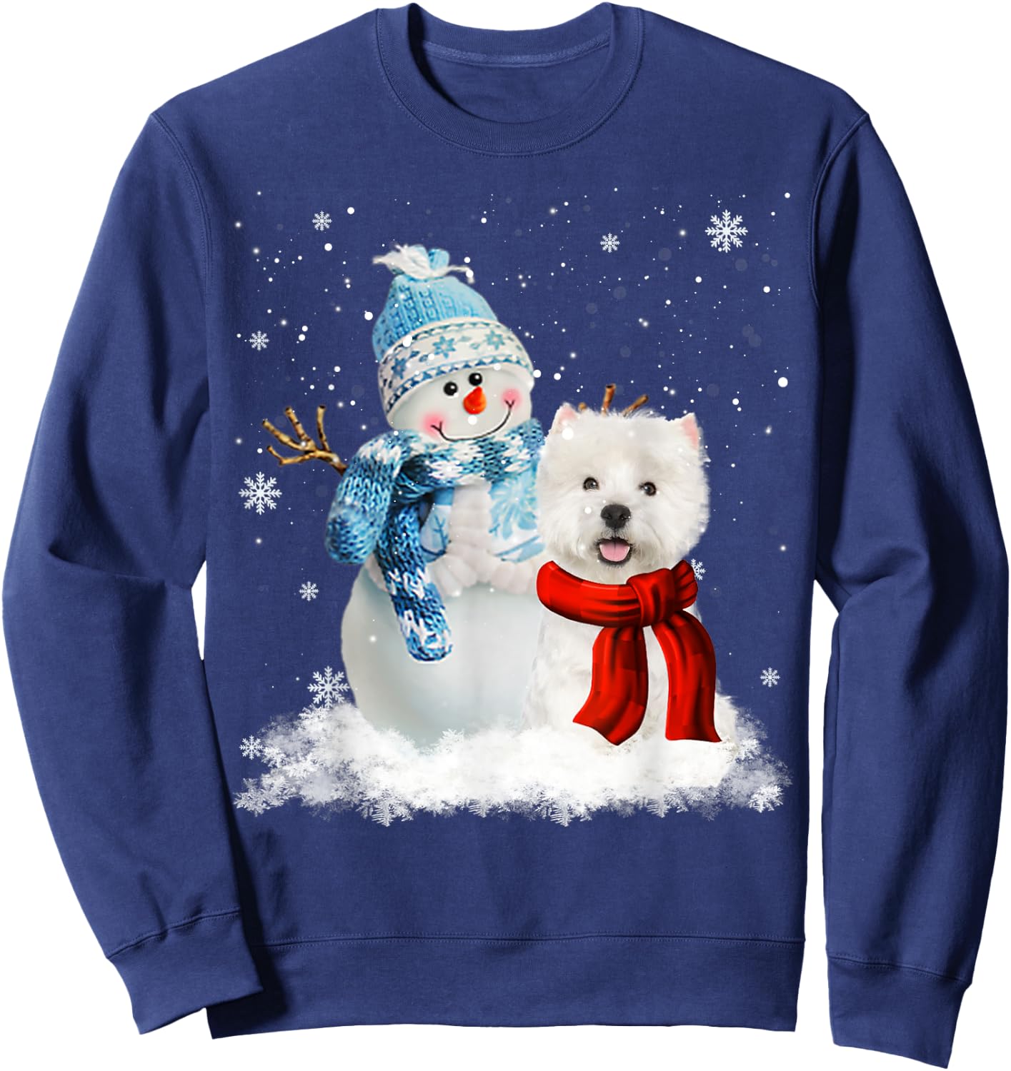 Funny Westie Dog Christmas Snowman Christmas Pajama Sweatshirt - Sweatshirt | Navy