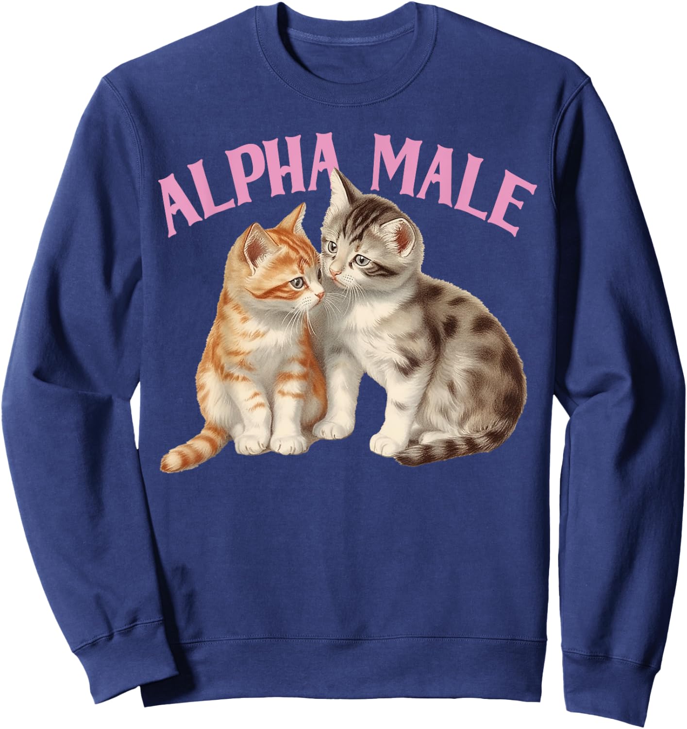 Alpha Cat Male Unicorn Ironic Humor Funny Kitten Weird Y2K Sweatshirt - Sweatshirt | Navy