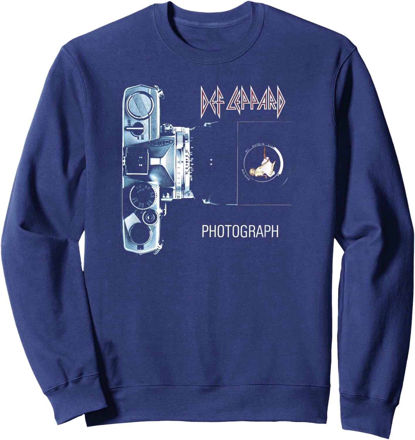 Def Leppard Official Photograph - -Adults, Black, Small, Short Sleeve Sweatshirt - Sweatshirt | Navy