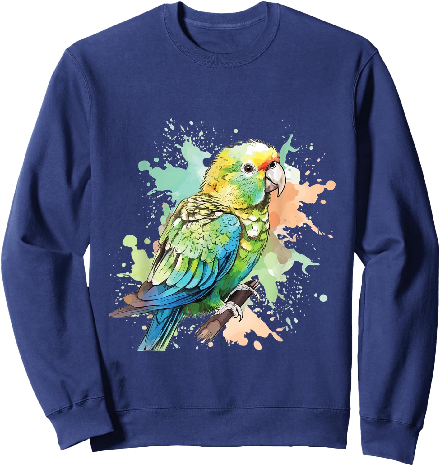 Cute Budgie Watercolor Art Sweatshirt - Sweatshirt | Navy