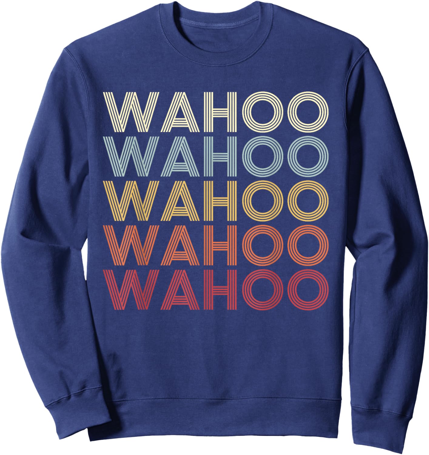 Wahoo Nebraska Wahoo NE Retro Vintage Text Sweatshirt - Sweatshirt | Navy