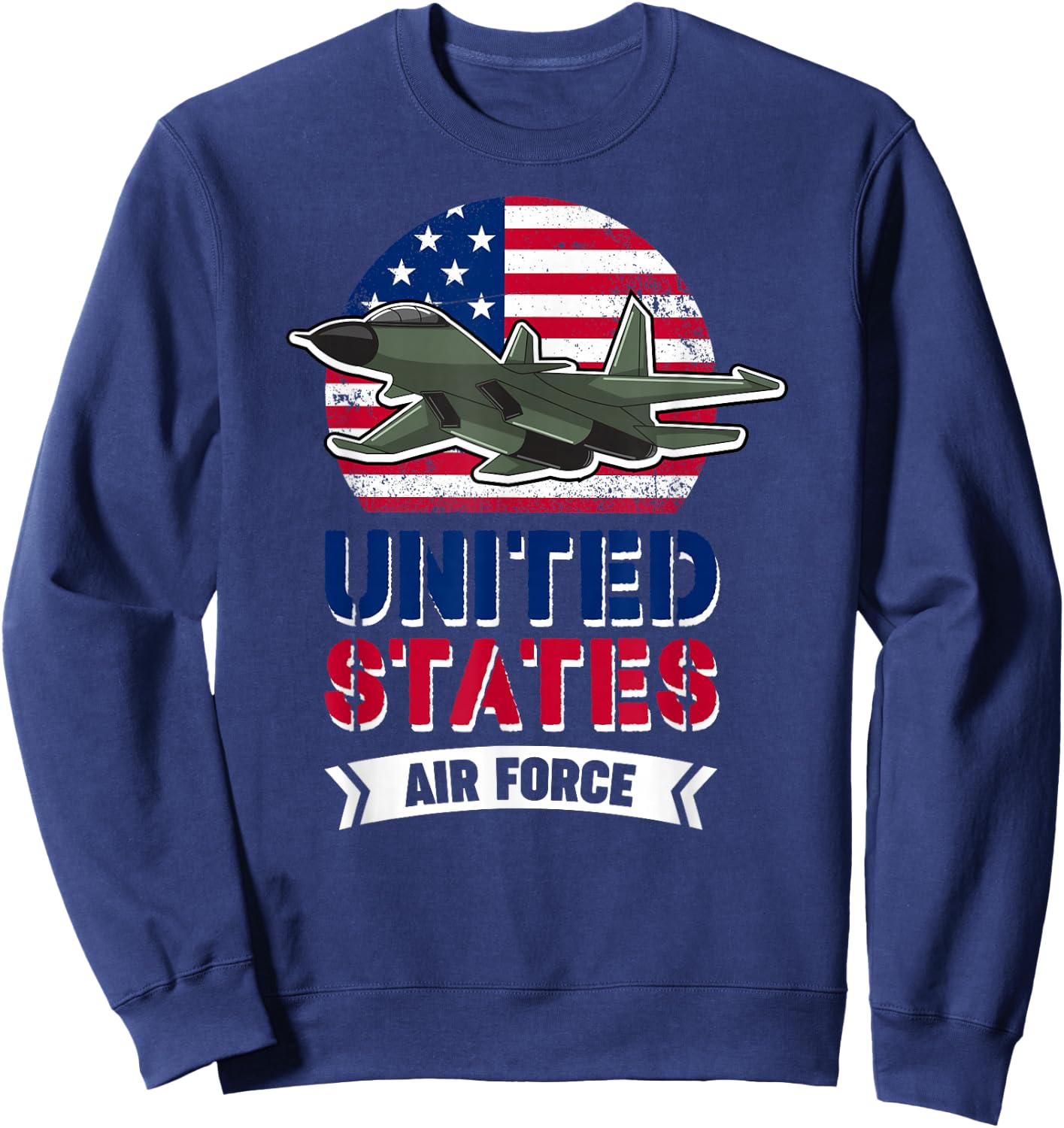 United States Air Force | US American Flag | Plane Fighter Sweatshirt - Sweatshirt | Navy