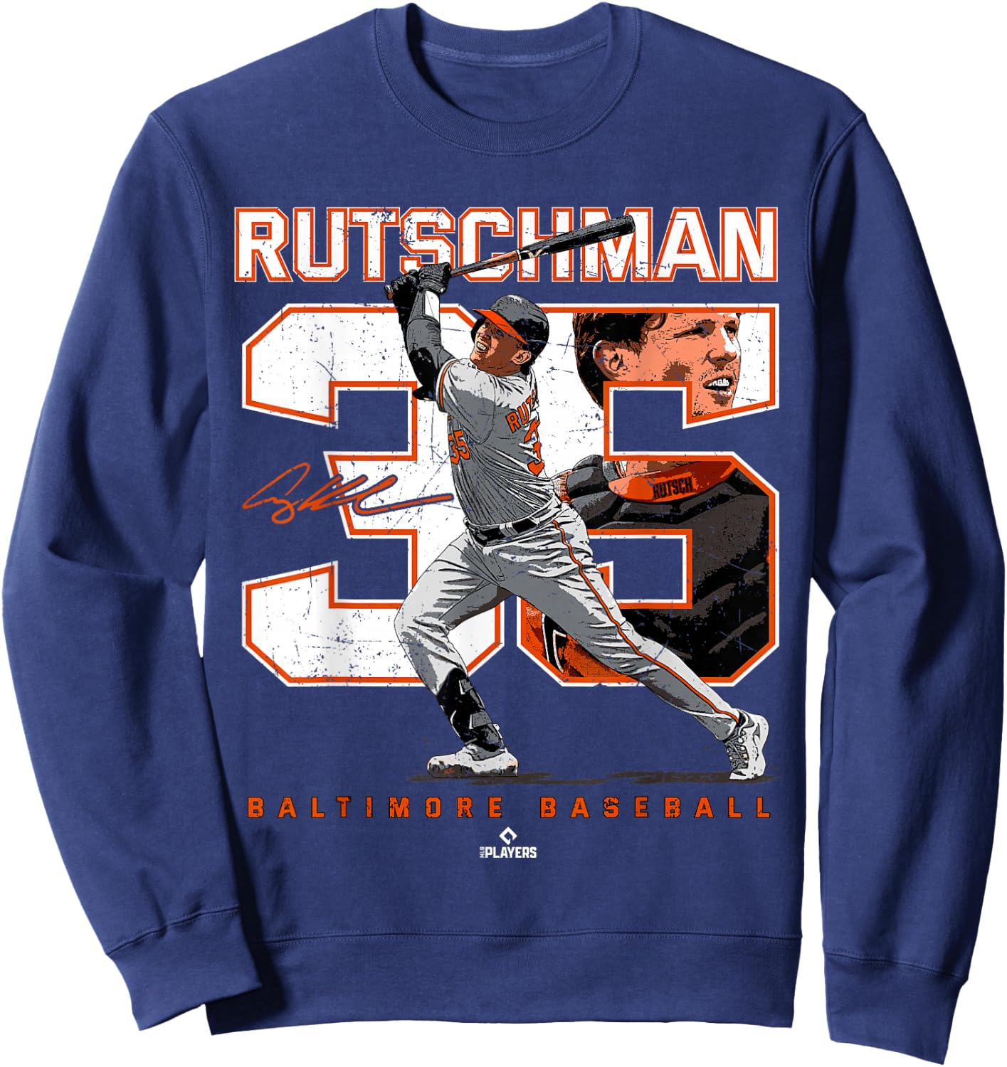 Number and Portrait Adley Rutschman Baltimore Sweatshirt - Sweatshirt | Navy