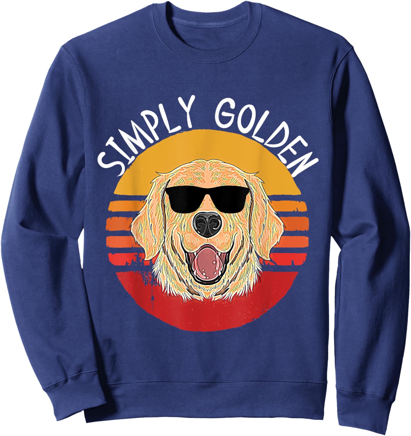Retro White English Cream Golden Retriever Simply Golden Sweatshirt - Sweatshirt | Navy