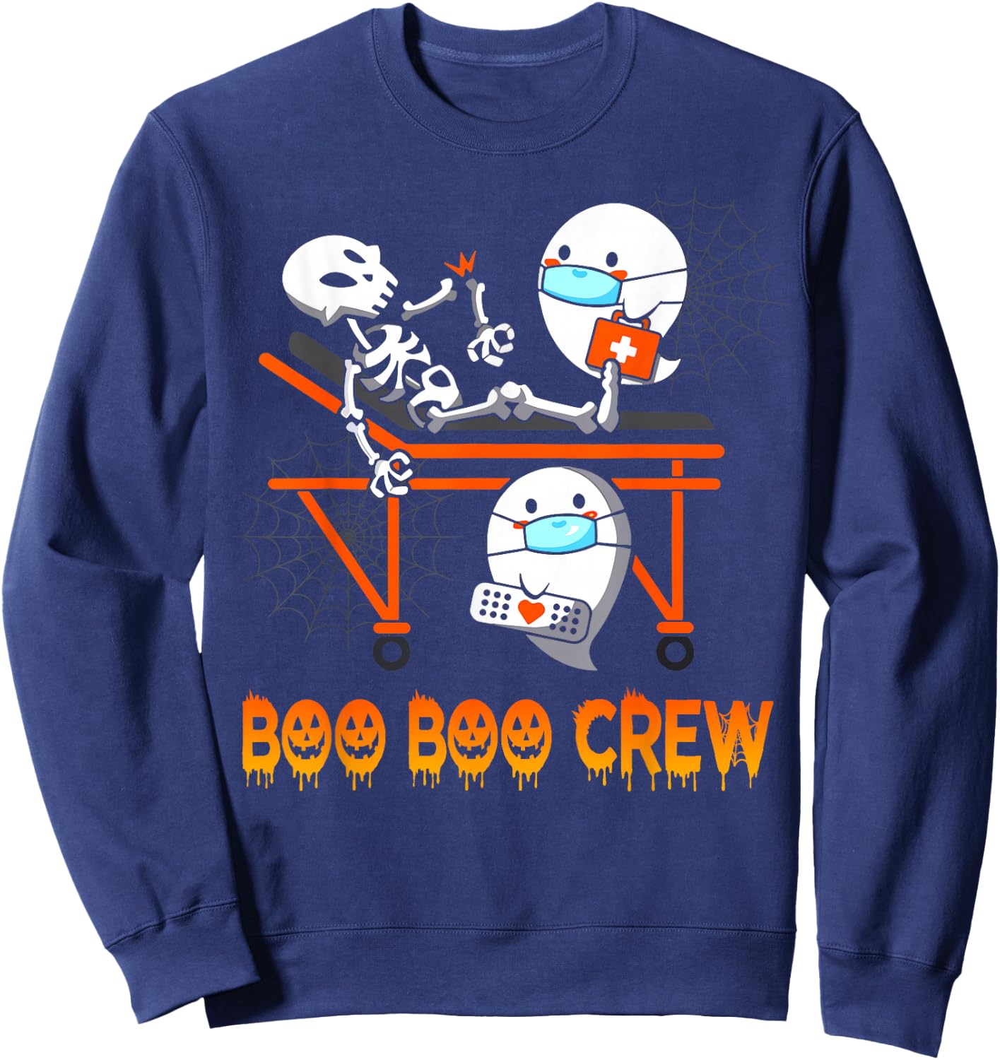 Paramedic EMS Skeleton Boo Boo Crew Halloween Sweatshirt - Sweatshirt | Navy