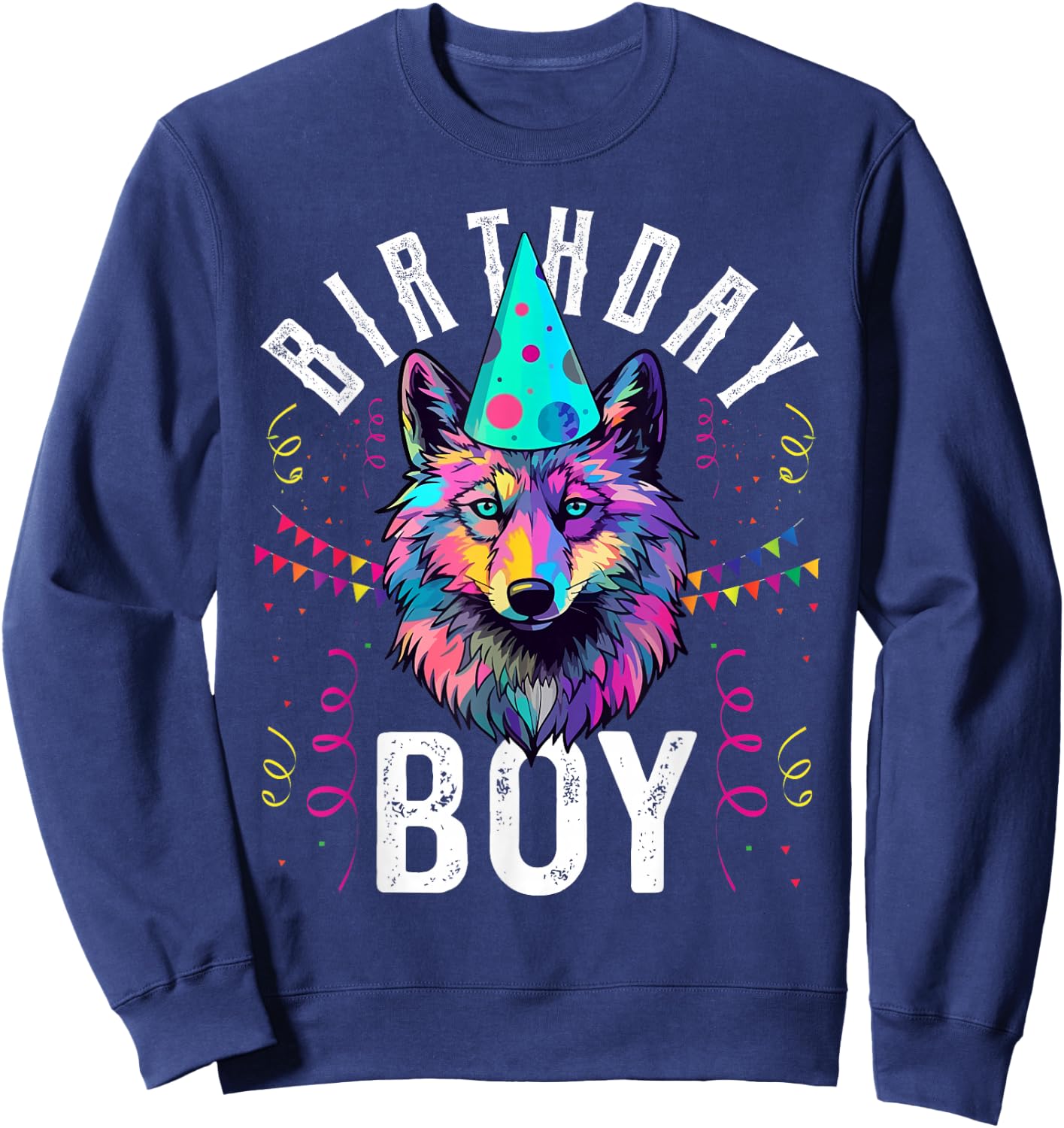 Birthday Boy WOLF Shirt Cute WOLF T Shirt for Birthday Wolve Sweatshirt - Sweatshirt | Navy