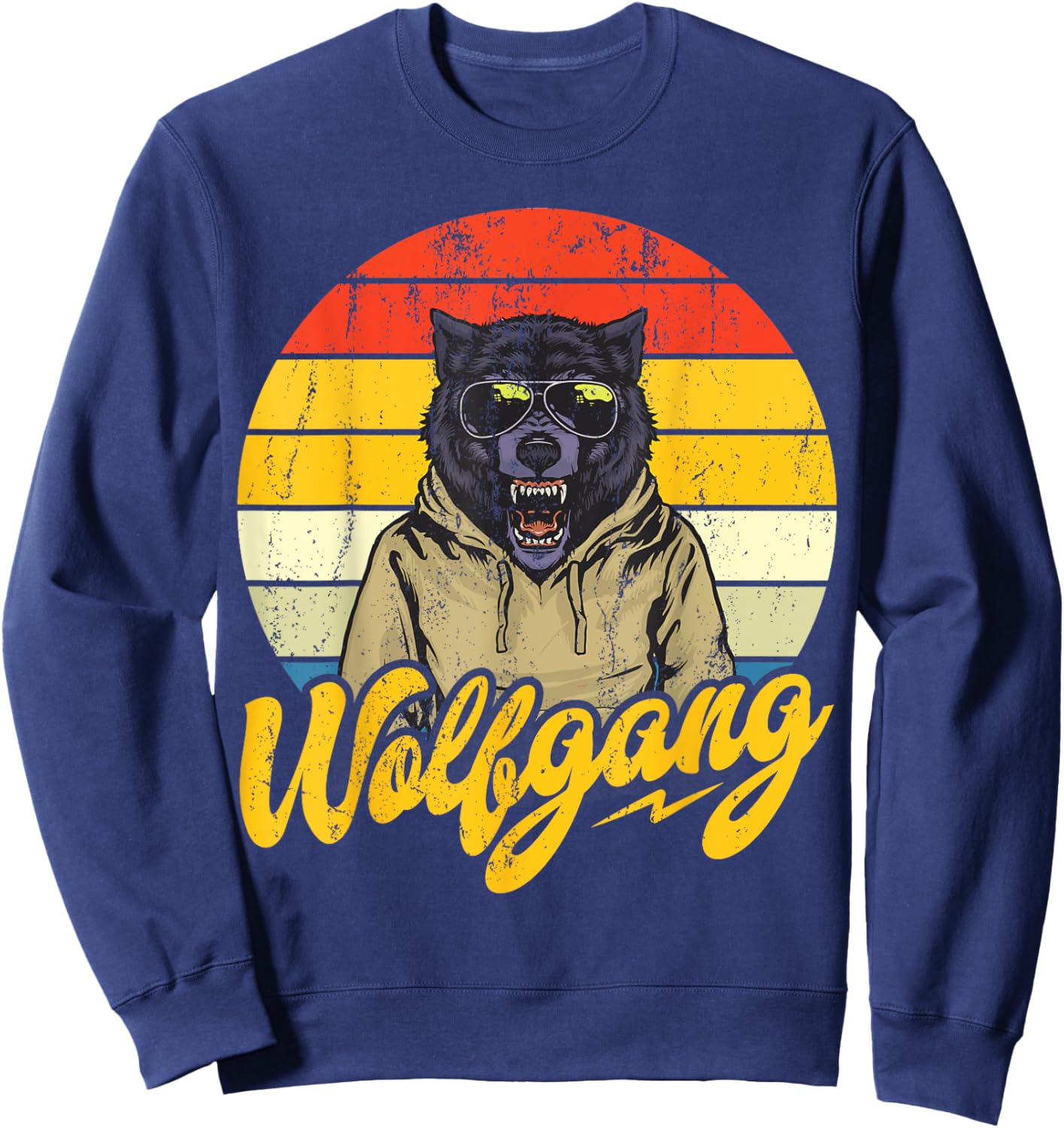 Wolfgang Name Wolf Outfit On The Name Day With Named Name Sweatshirt - Sweatshirt | Navy