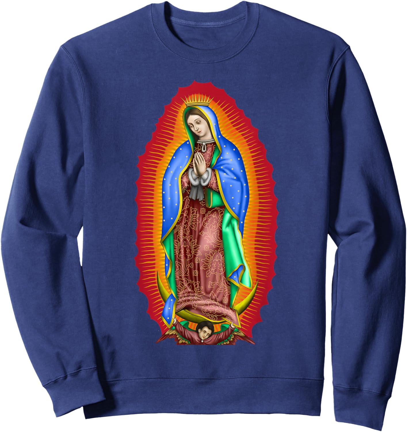 Virgen de Guadalupe Our Lady of Guadalupe Catholic Mary Sweatshirt - Sweatshirt | Navy