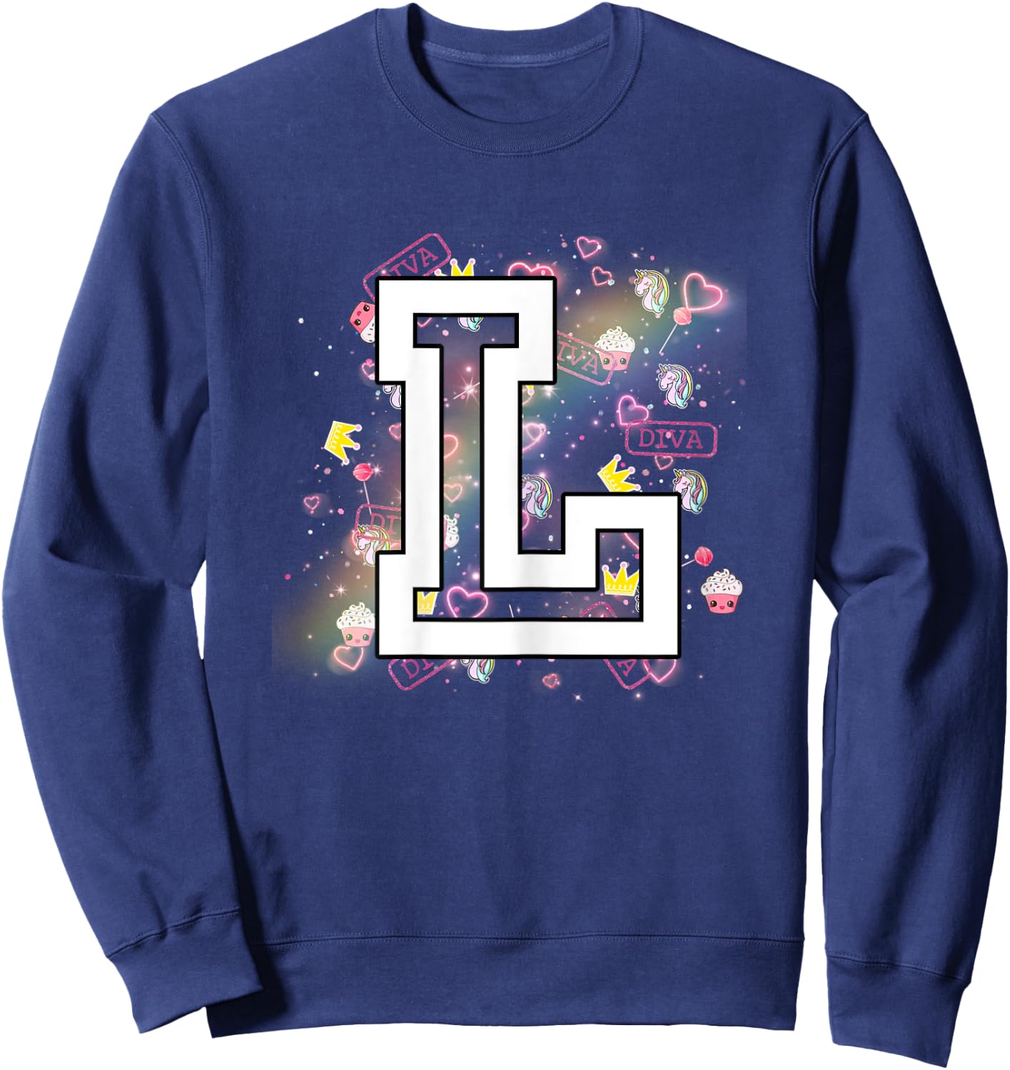 Kids Letter L Clothing For a Girl Who's Name Starts With L Sweatshirt - Sweatshirt | Navy