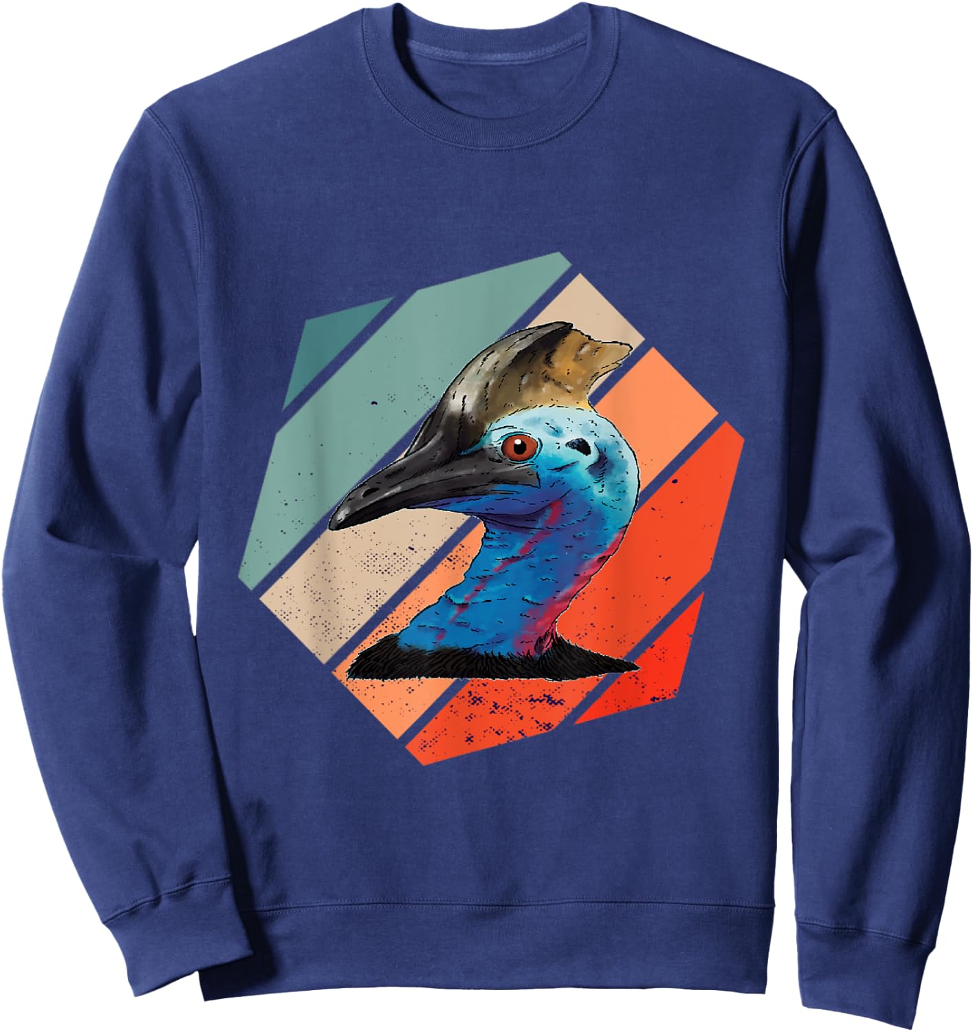 Cassowary Dino Bird Cassowary Bird Casque Hexa Vintage Retro Sweatshirt - Sweatshirt | Navy