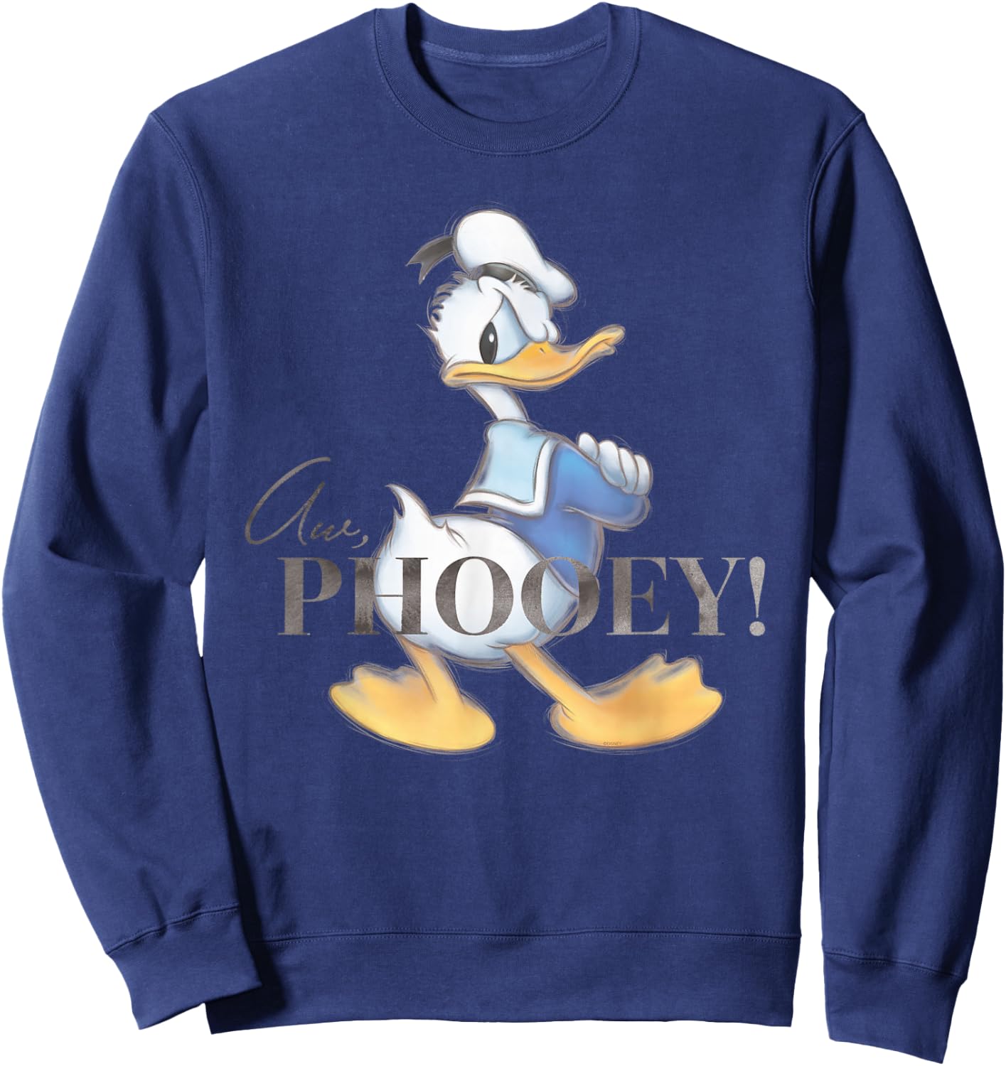 Disney 100 Anniversary Donald Duck D100 Quote Aw Phooey Small Sweatshirt - Sweatshirt | Navy