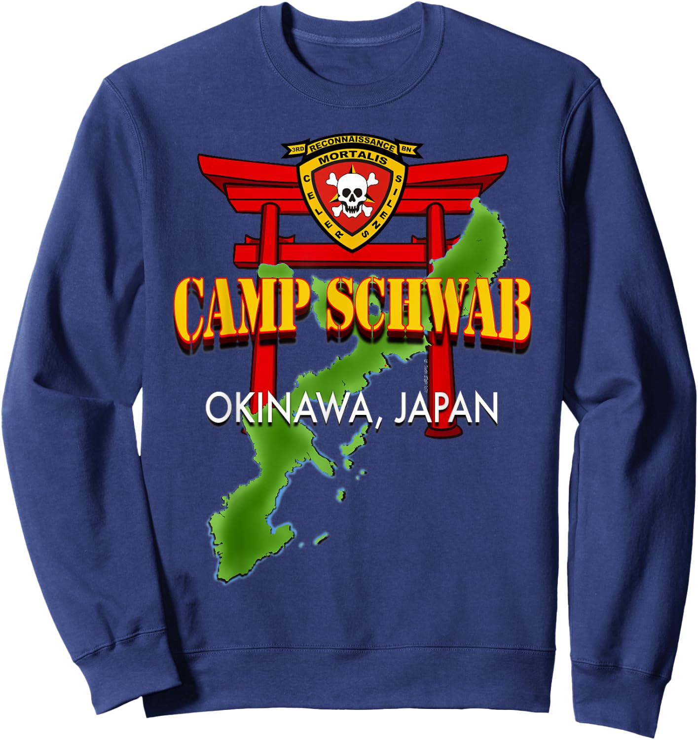 3D Reconnaissance Battalion Camp Schwab Okinawa Sweatshirt - Sweatshirt | Navy