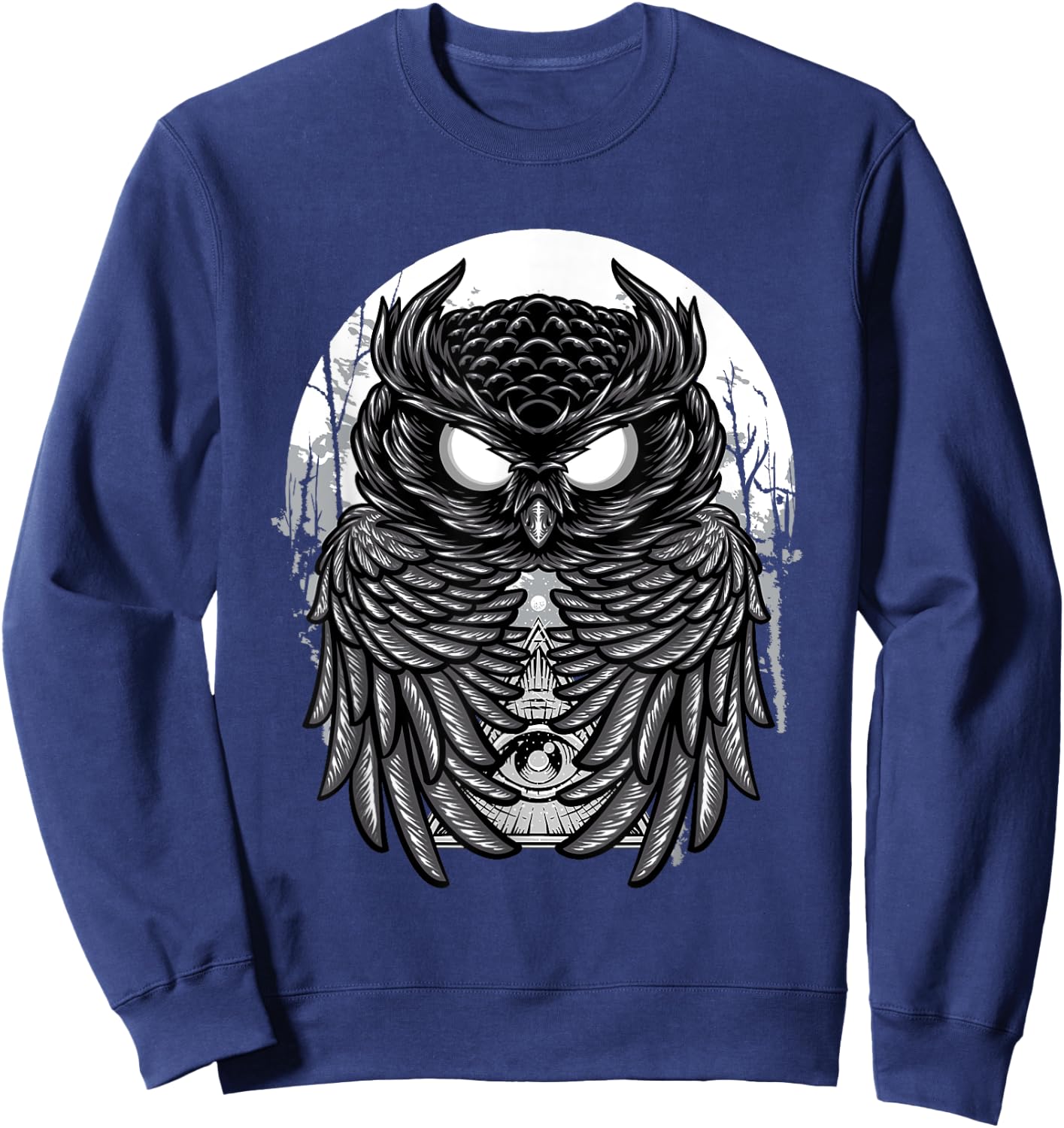 Spooky Midnight Owl - Goth Birds Animal Lover Ornithology Sweatshirt - Sweatshirt | Navy