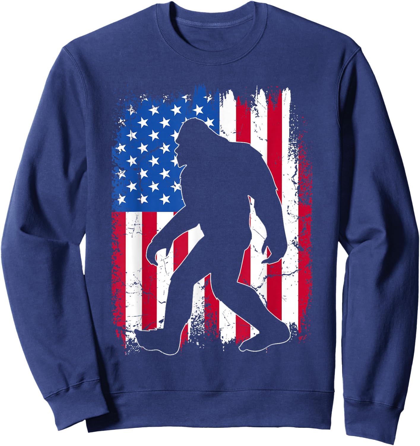 Bigfoot 4th Of July American USA Flag Patriotic Veterans Day Sweatshirt - Sweatshirt | Navy