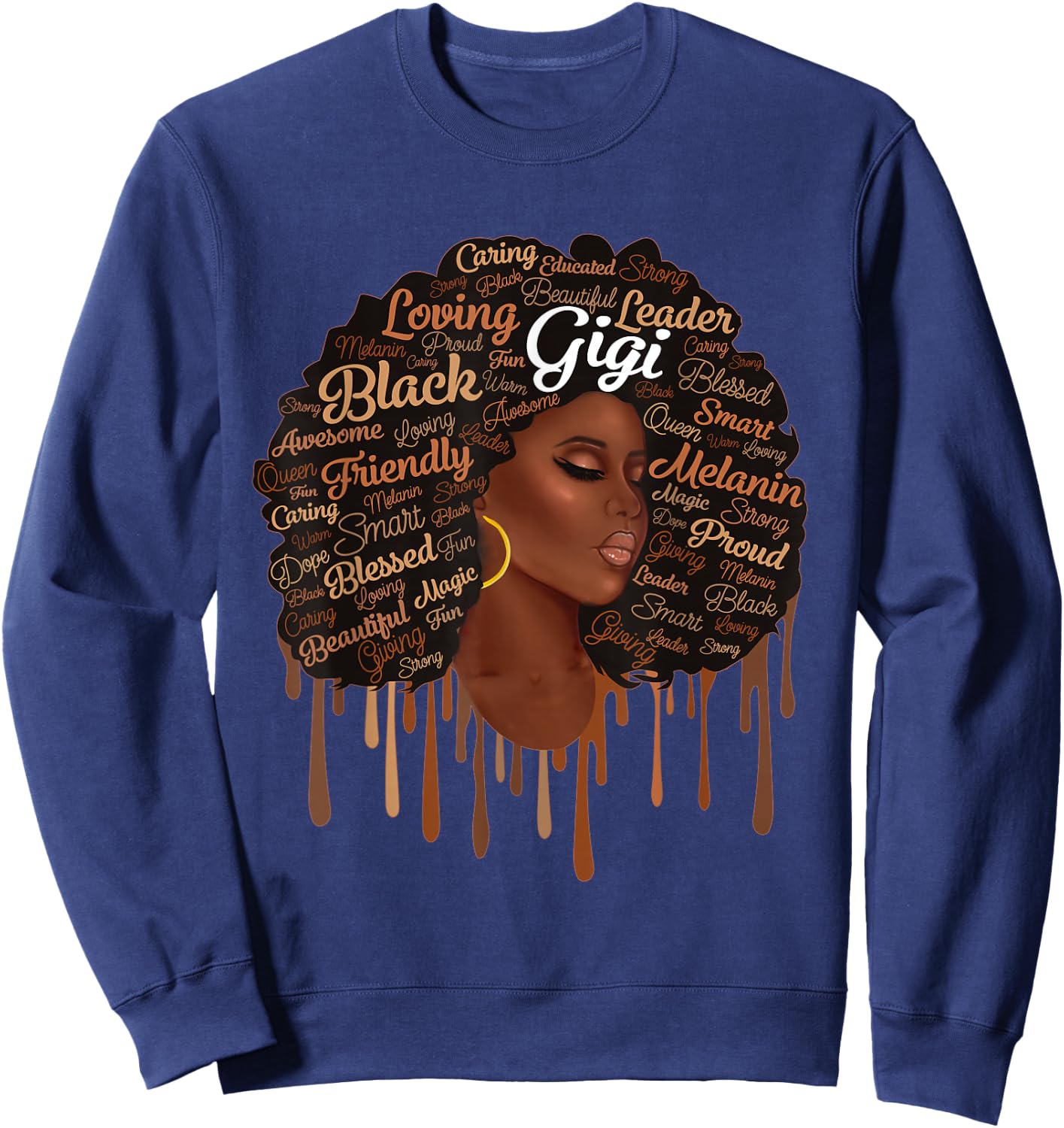 Melanin Black Queen Gigi African Woman Afro Mother’s Day Sweatshirt - Sweatshirt | Navy