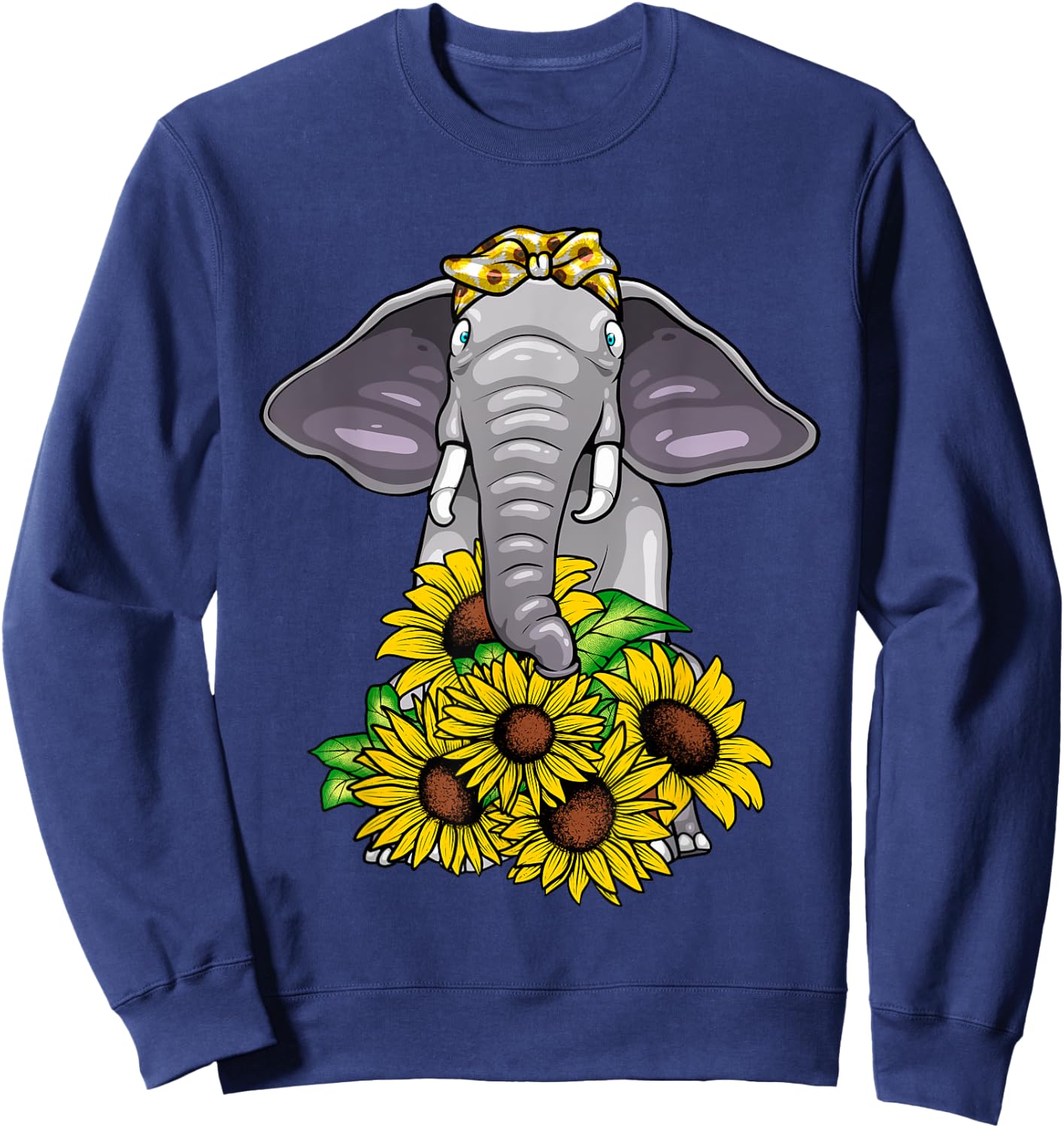 Cute Elephant Design Women Kids Elephant Zoo Animal Sweatshirt - Sweatshirt | Navy