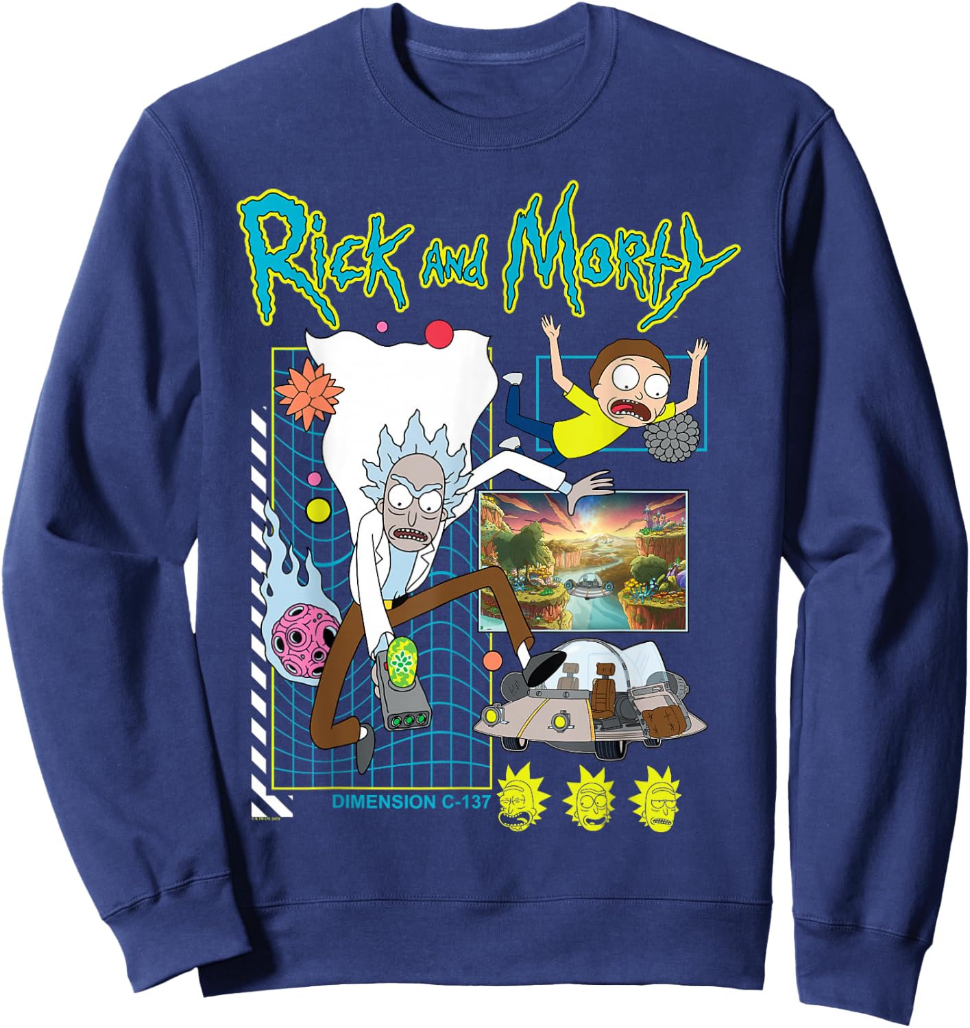 Rick and Morty Scene Adult Cartoon Fashion Sweatshirt - Sweatshirt | Navy
