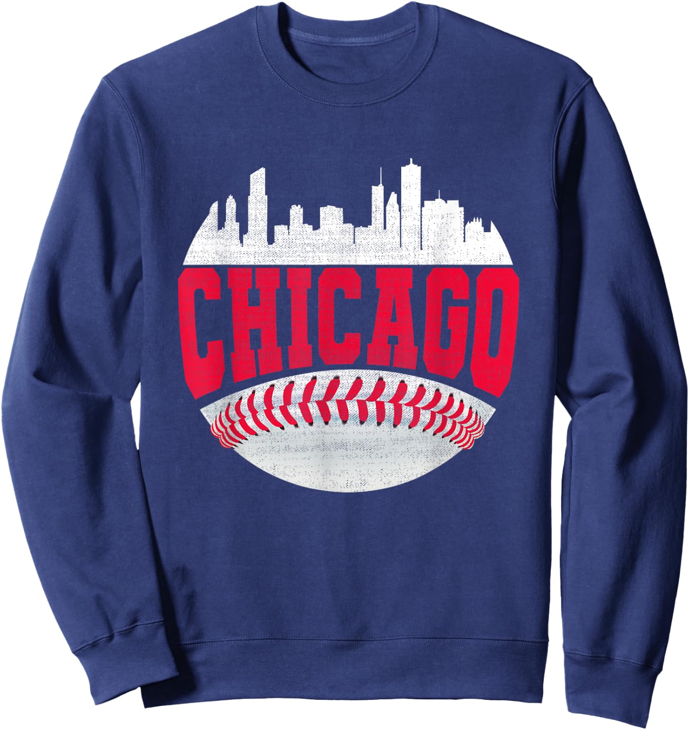 Funny Chicago Vintage Baseball Lover Player Graphic Sweatshirt - Sweatshirt | Navy