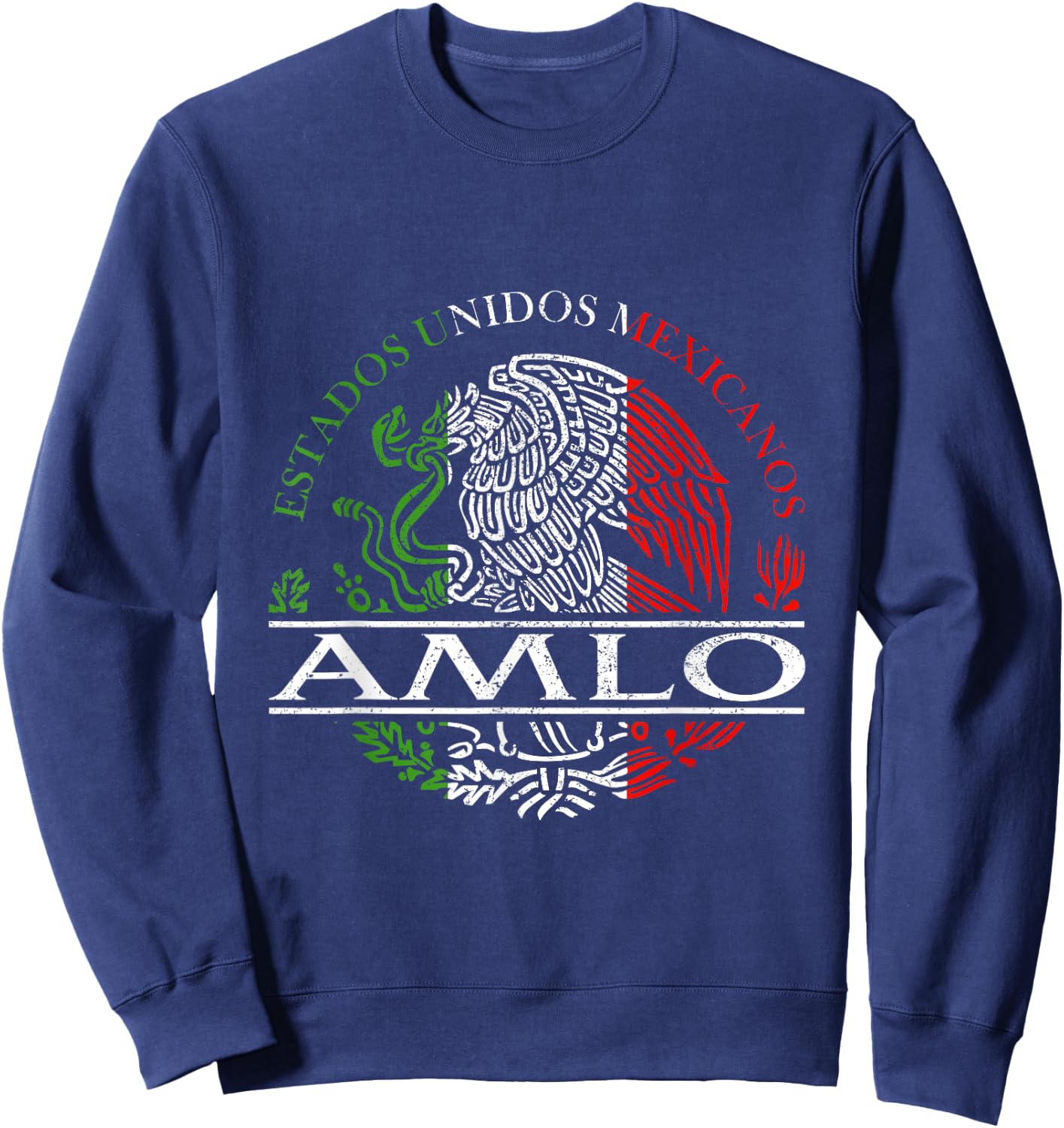AMLO Aguila Mexicana Tricolor Mexican Eagle Sweatshirt - Sweatshirt | Navy