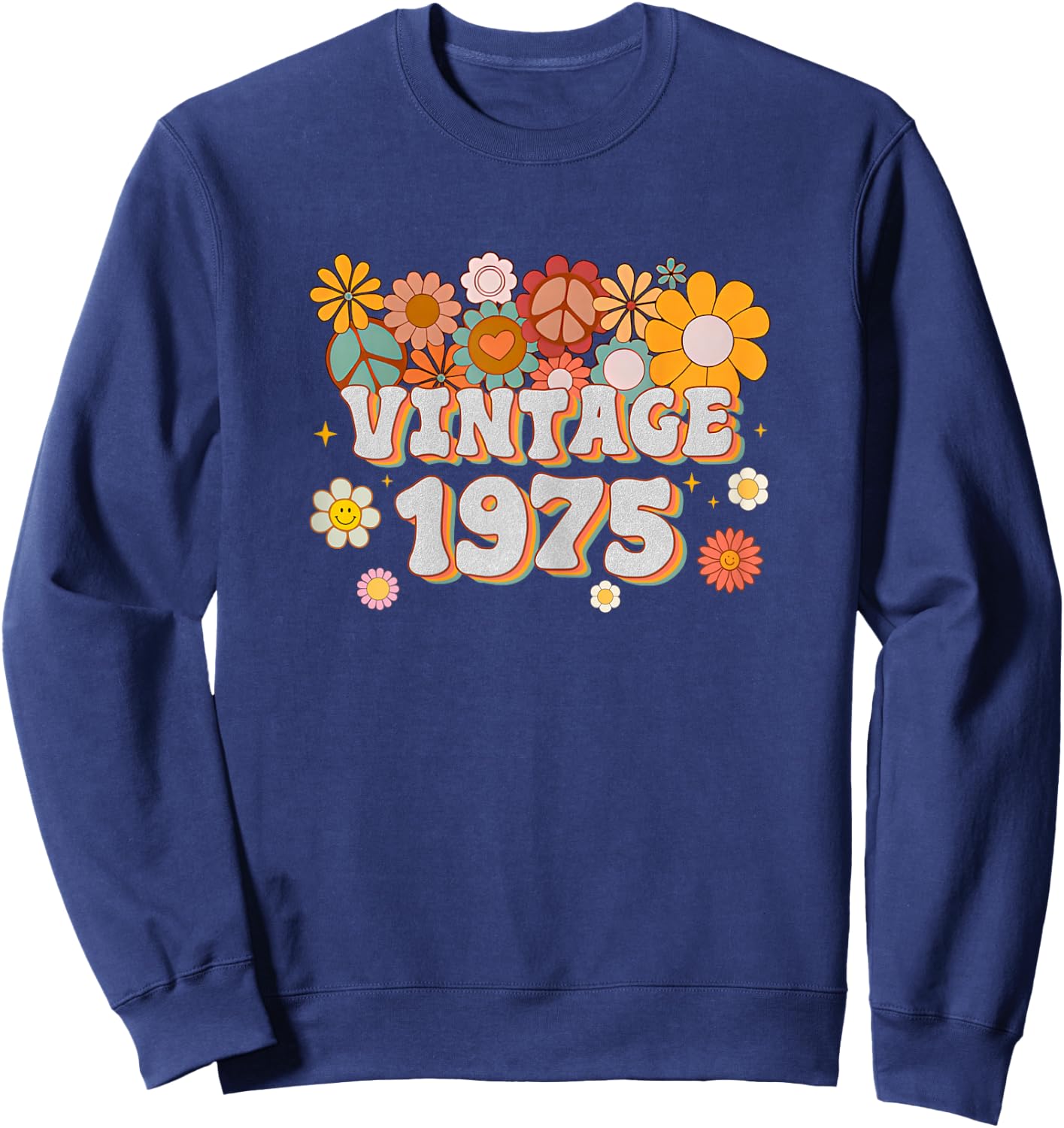 Vintage 1975 48th Birthday Gift Retro 48 Years Old Mom Dad Sweatshirt - Sweatshirt | Navy