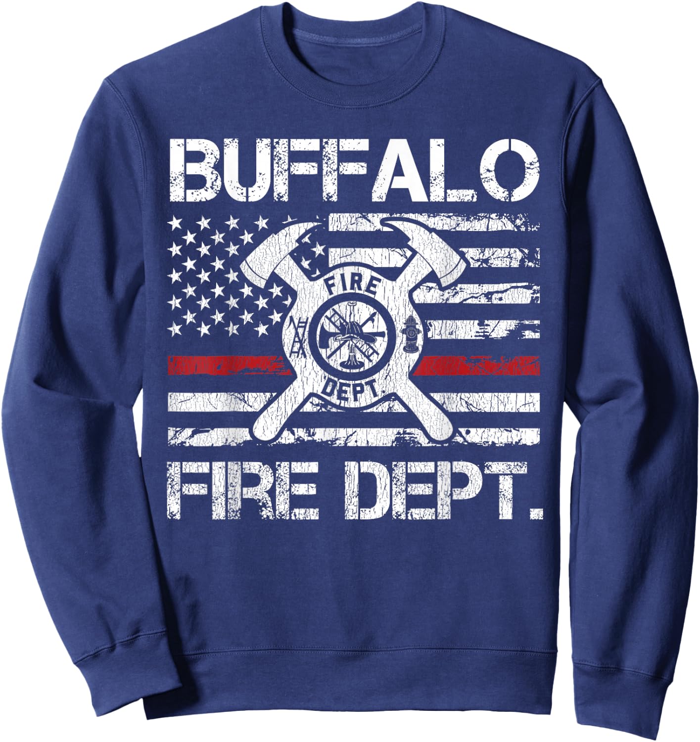 Buffalo New York Fire Department Thin Red Line Logo Sweatshirt - Sweatshirt | Navy