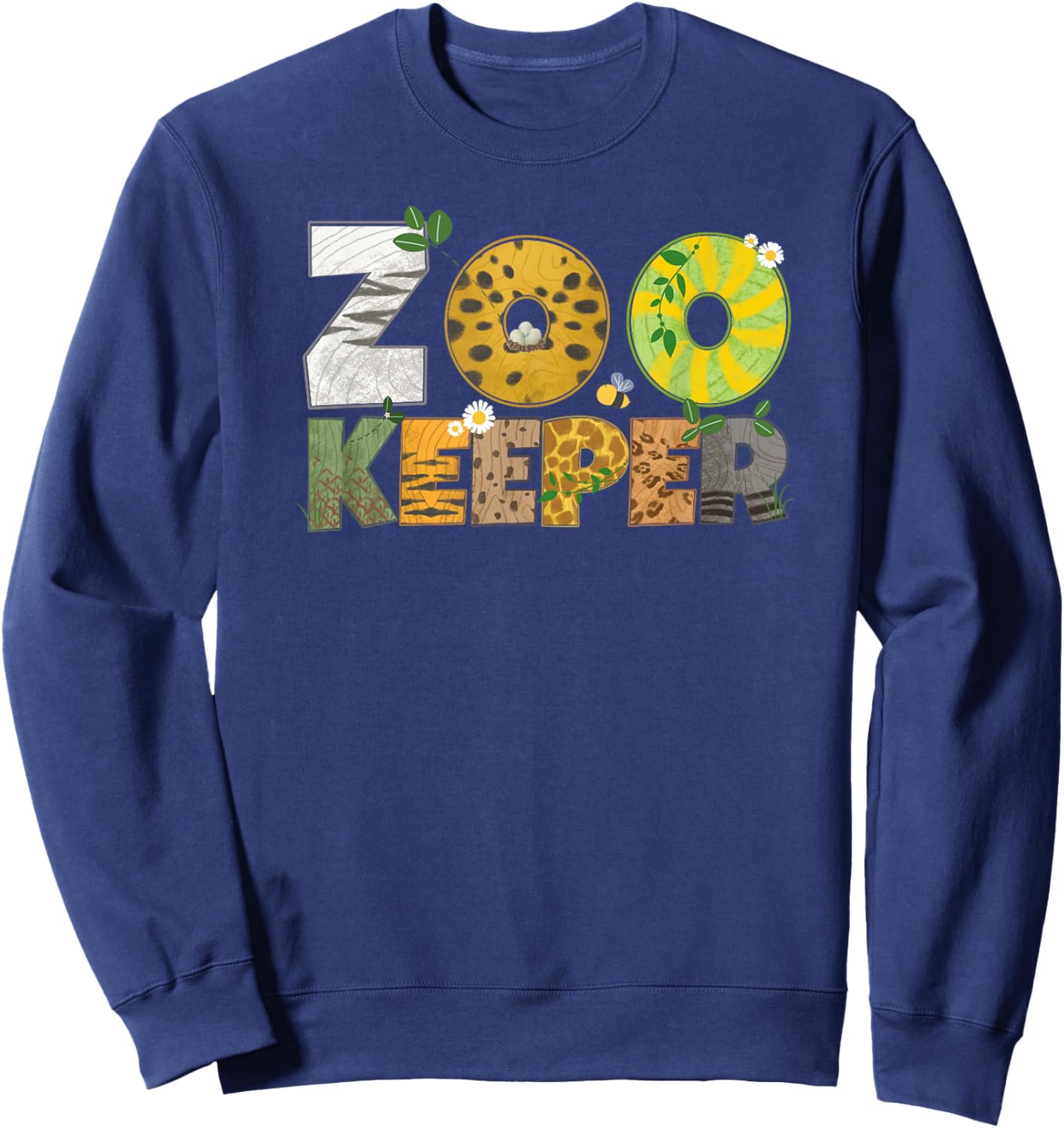 Zoo Keeper African Savanna Wildlife Animal Print Sweatshirt - Sweatshirt | Navy